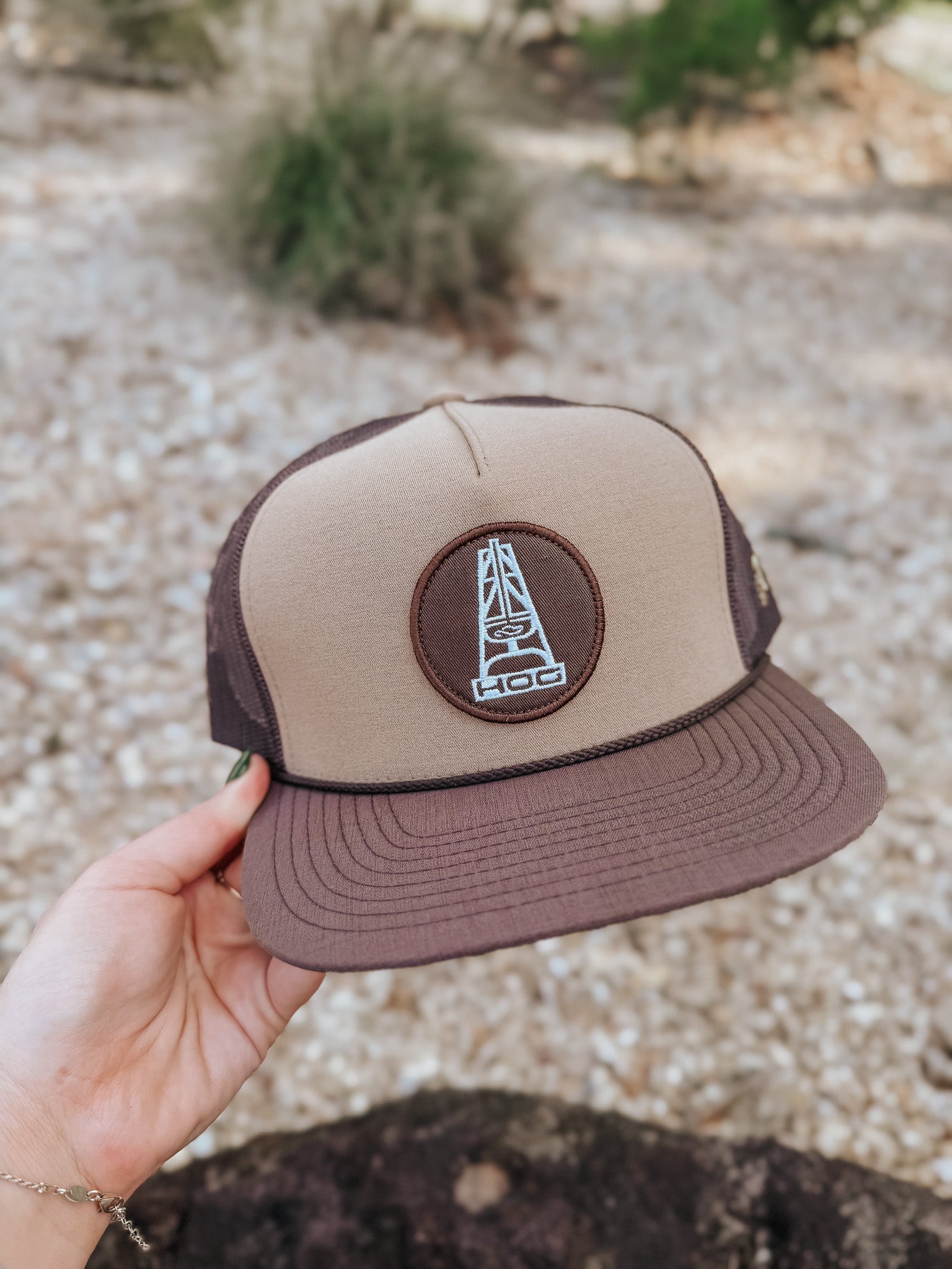 Hooey "Rose" HOG Hat Tan/Brown w/Black & White Patch