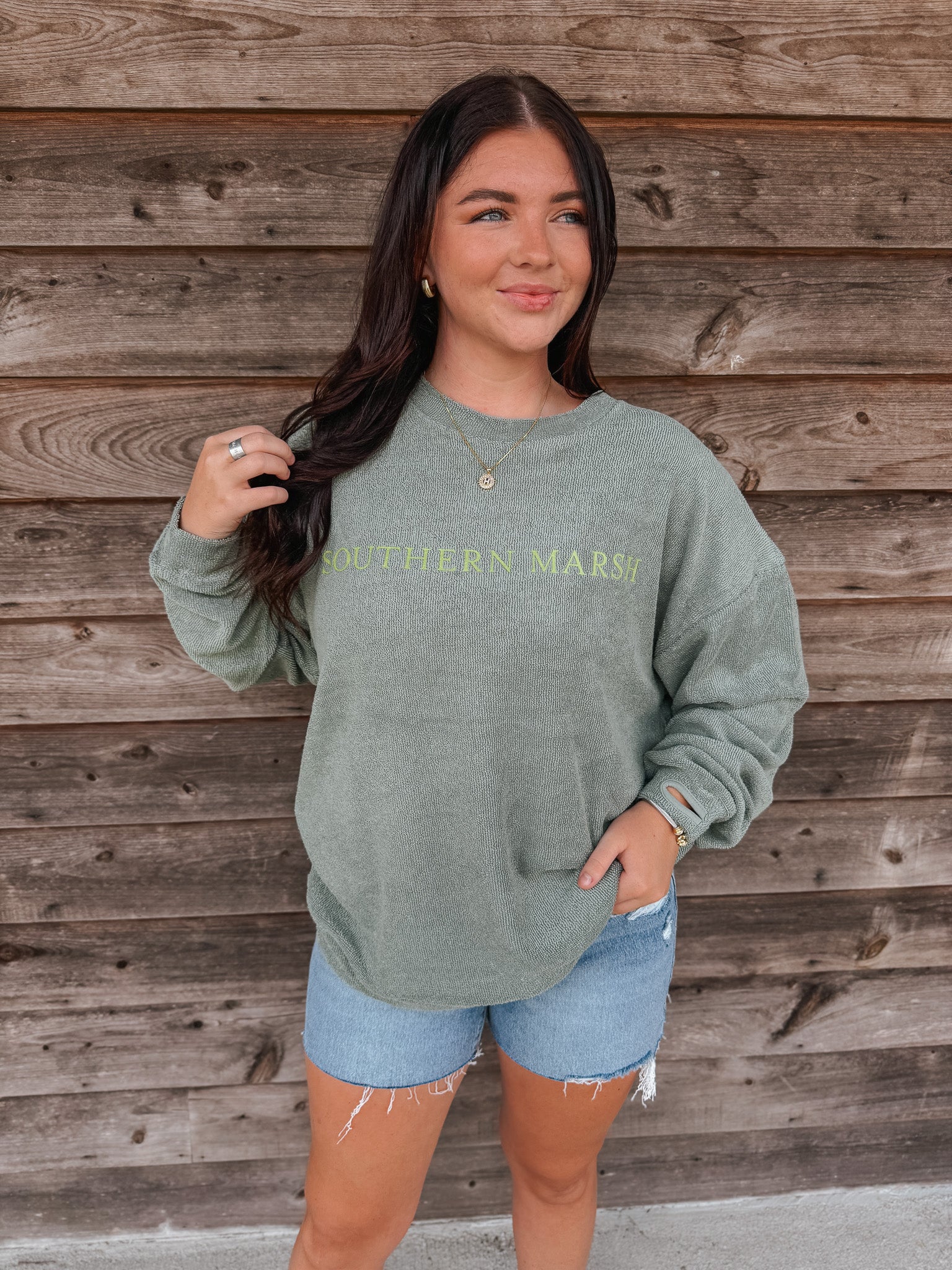 Women's Southern Marsh Sunday Morning Sweater in Olive