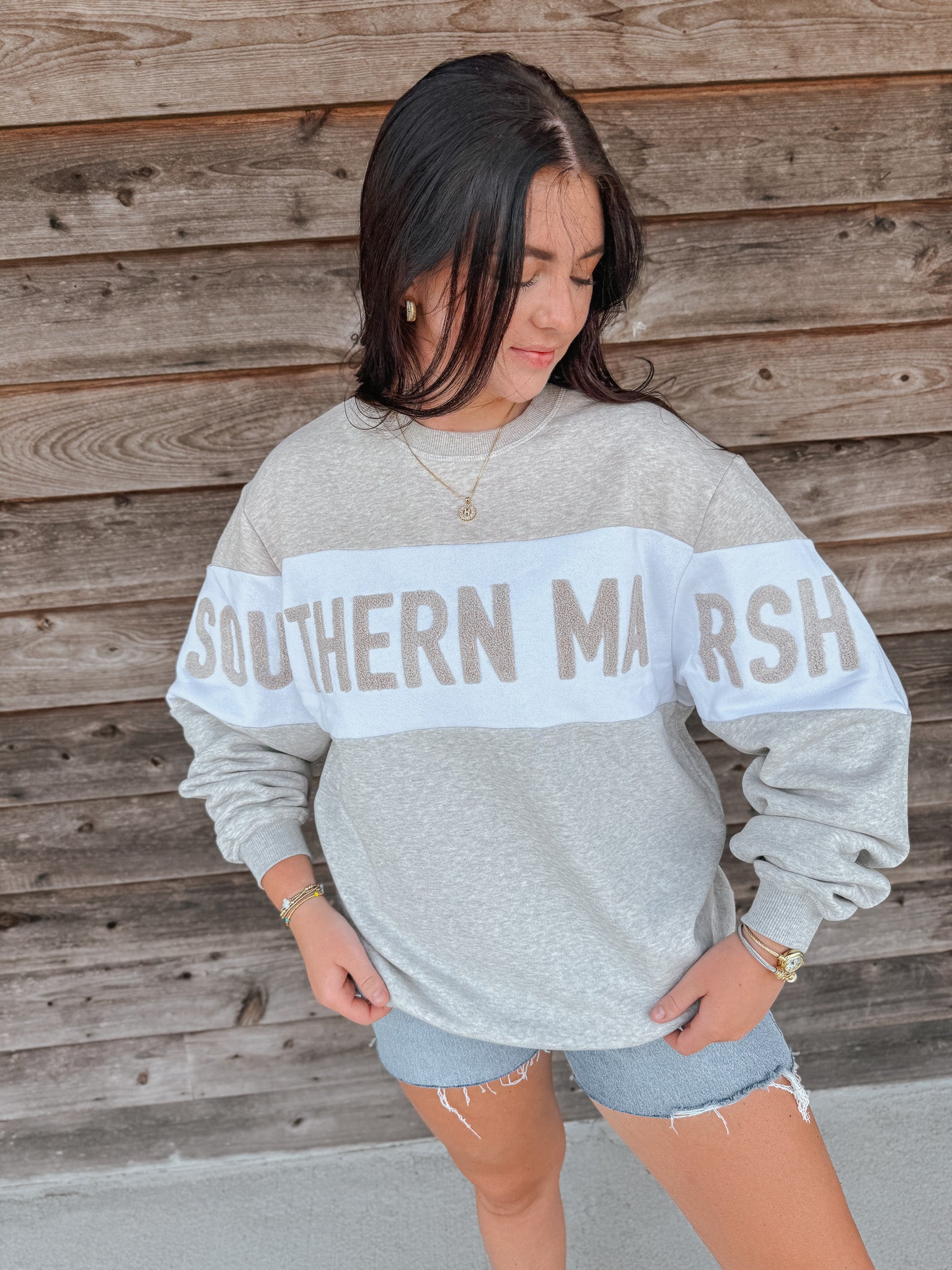 Women's Southern Marsh Varsity Heather Sweatshirt in Oatmeal
