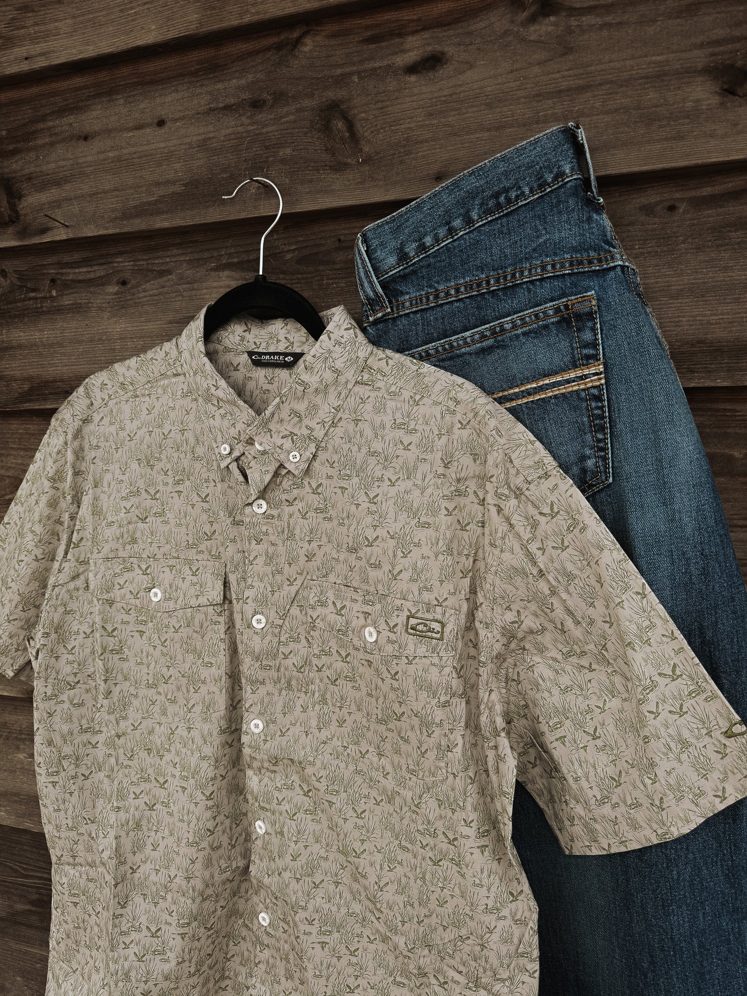 Drake Men's Cotton Marsh Print Short Sleeve Shirt