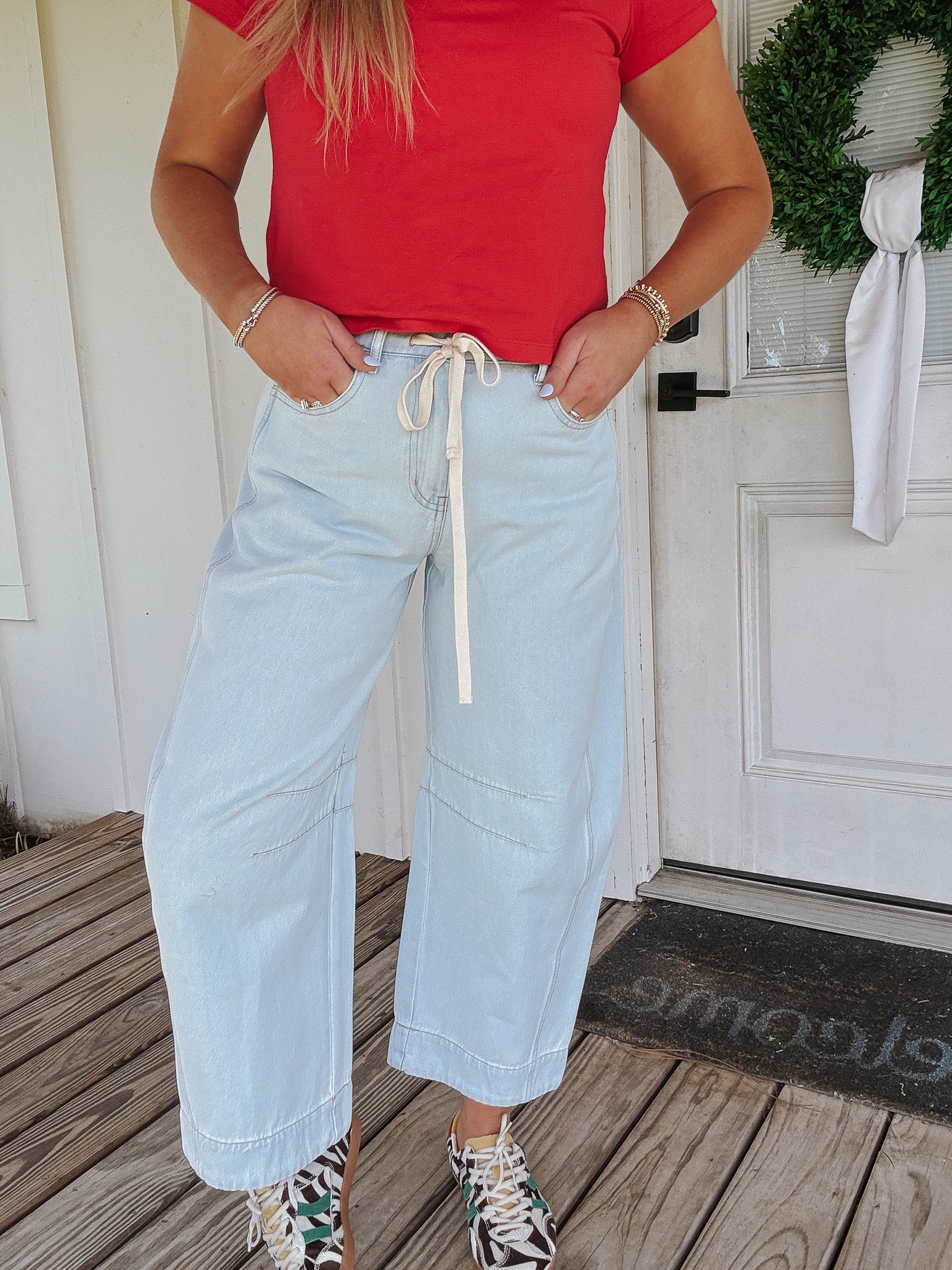 The Nori Floral Hem Barrel Jean