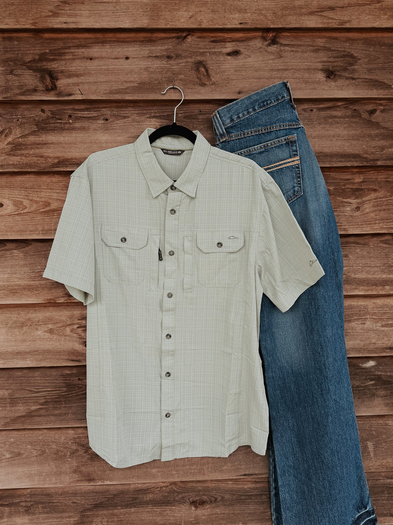 Drake Men's Wingshooter Trey Cross Hatch Short Sleeve Shirt