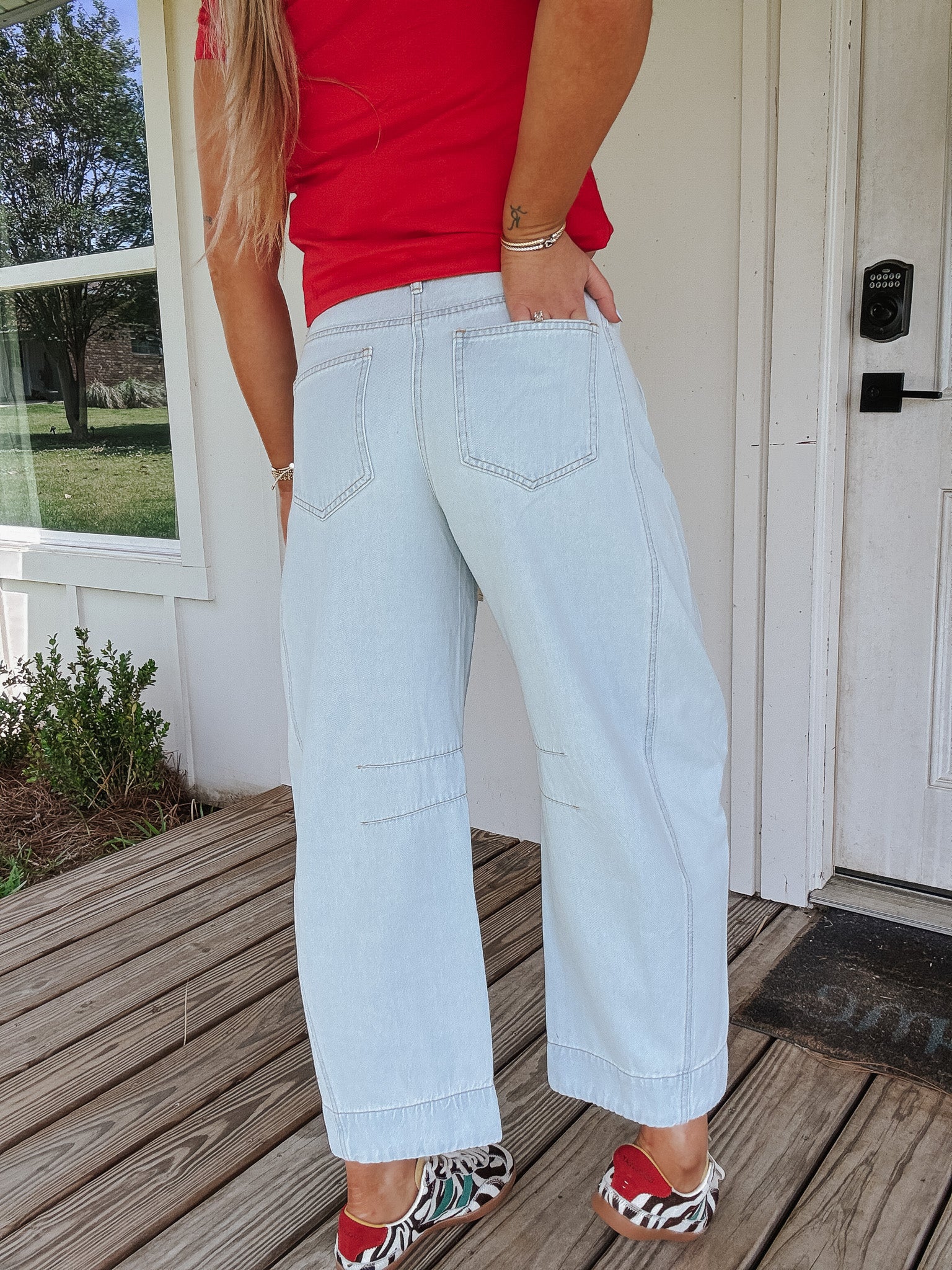 The Nori Floral Hem Barrel Jean