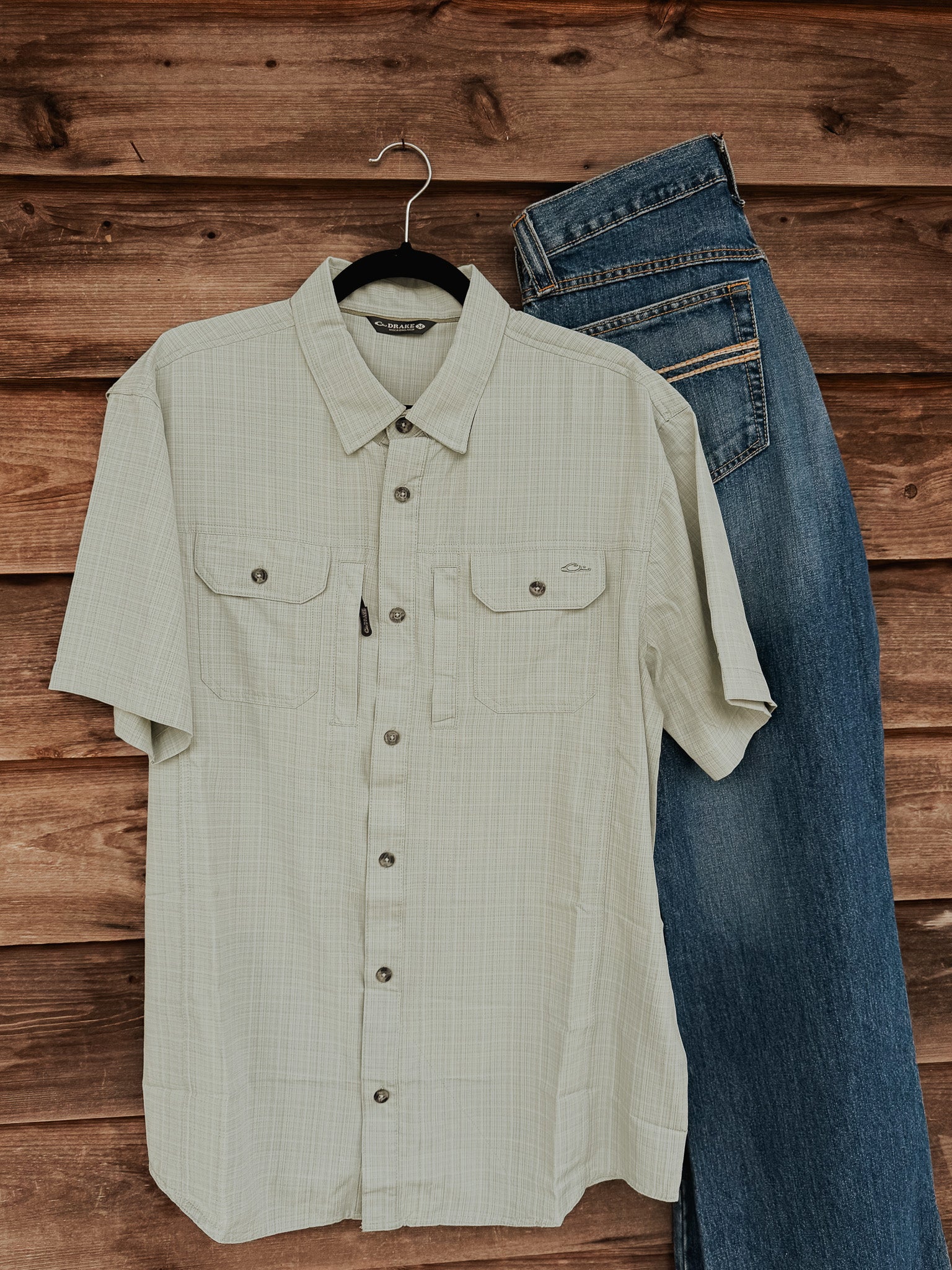 Drake Men's Wingshooter Trey Cross Hatch Short Sleeve Shirt