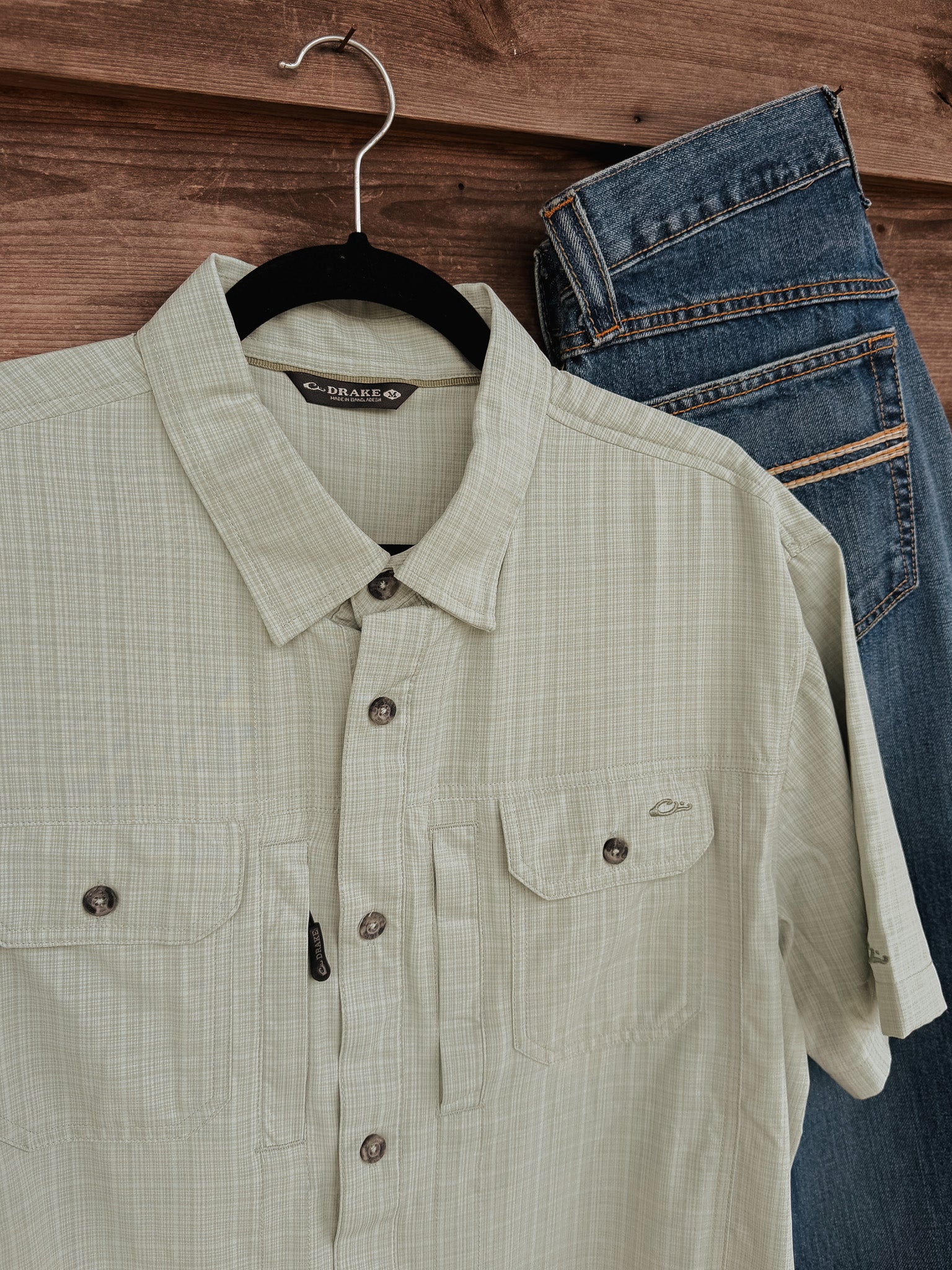 Drake Men's Wingshooter Trey Cross Hatch Short Sleeve Shirt