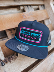 Cactus Ropes Hat Black w/Pink/Blue Patch