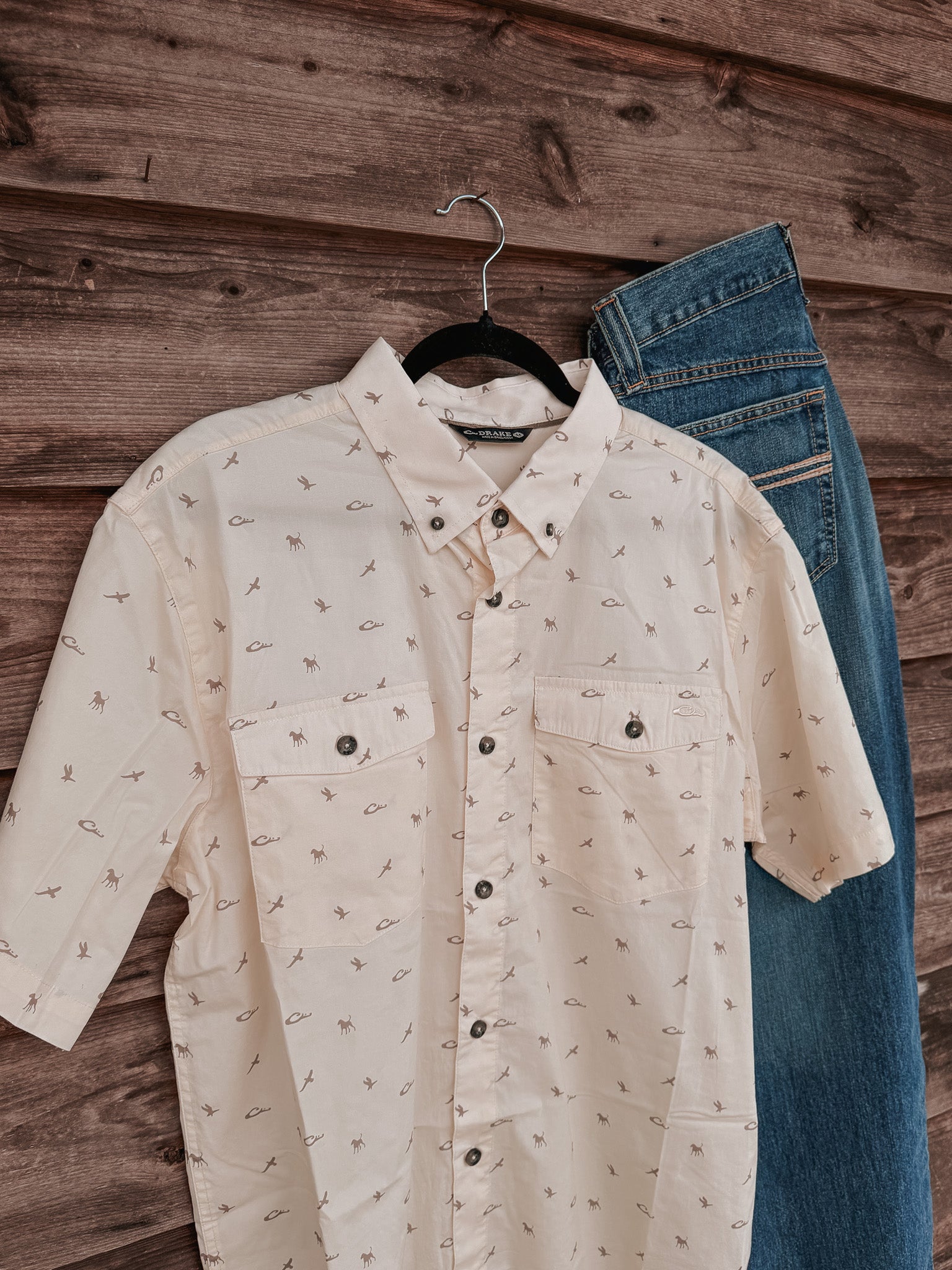 Drake Men's Cotton DDD Print Short Sleeve Shirt