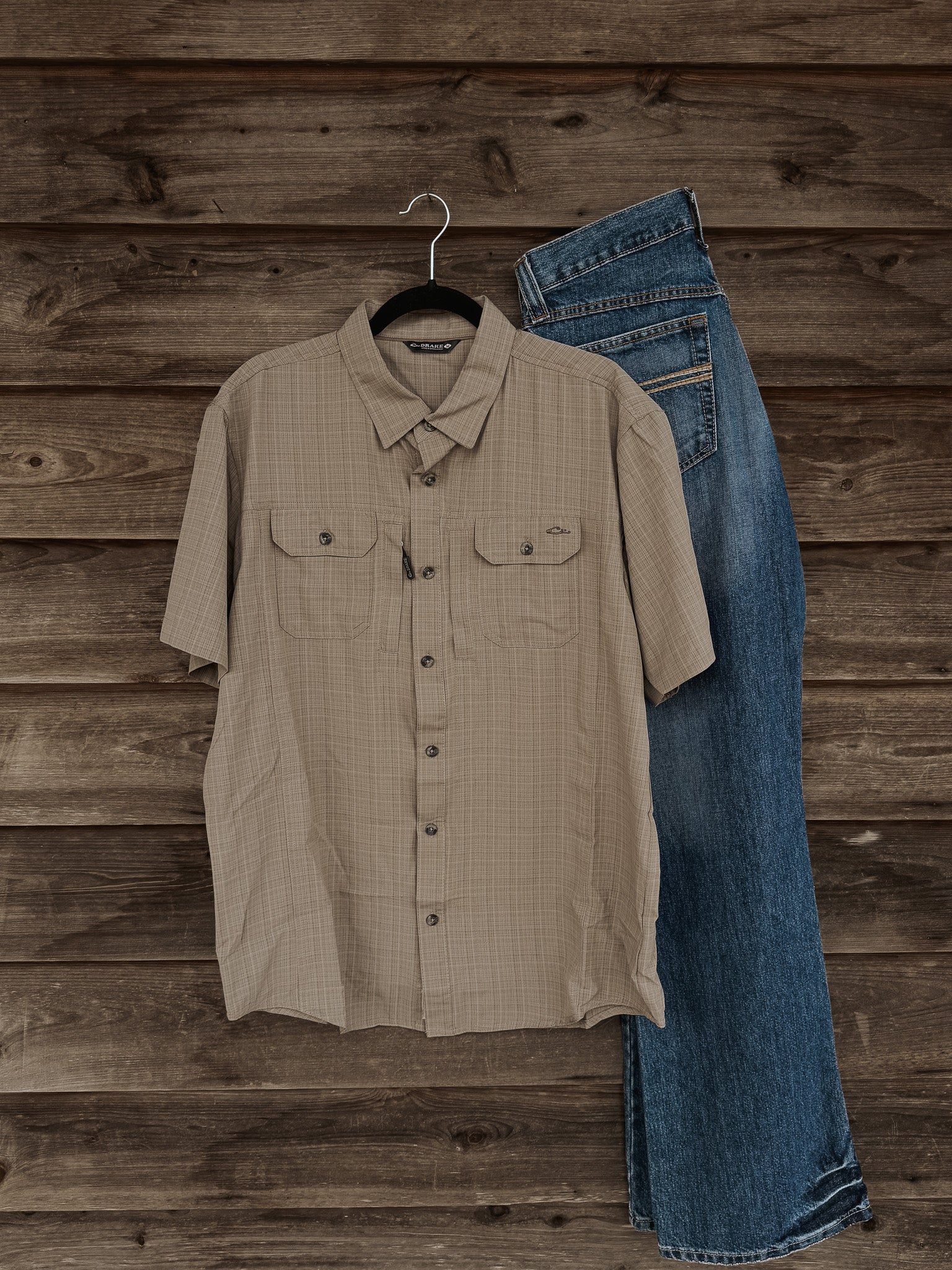 Drake Men's Wingshooter Trey Cross Hatch Short Sleeve Shirt -TWK