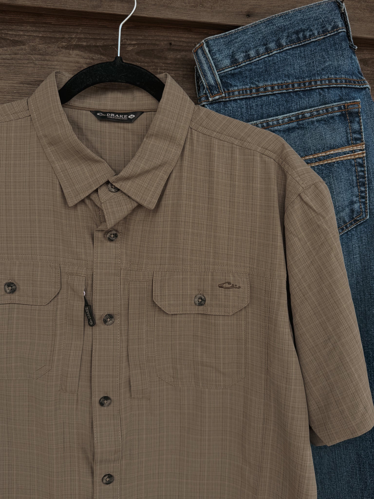 Drake Men's Wingshooter Trey Cross Hatch Short Sleeve Shirt -TWK