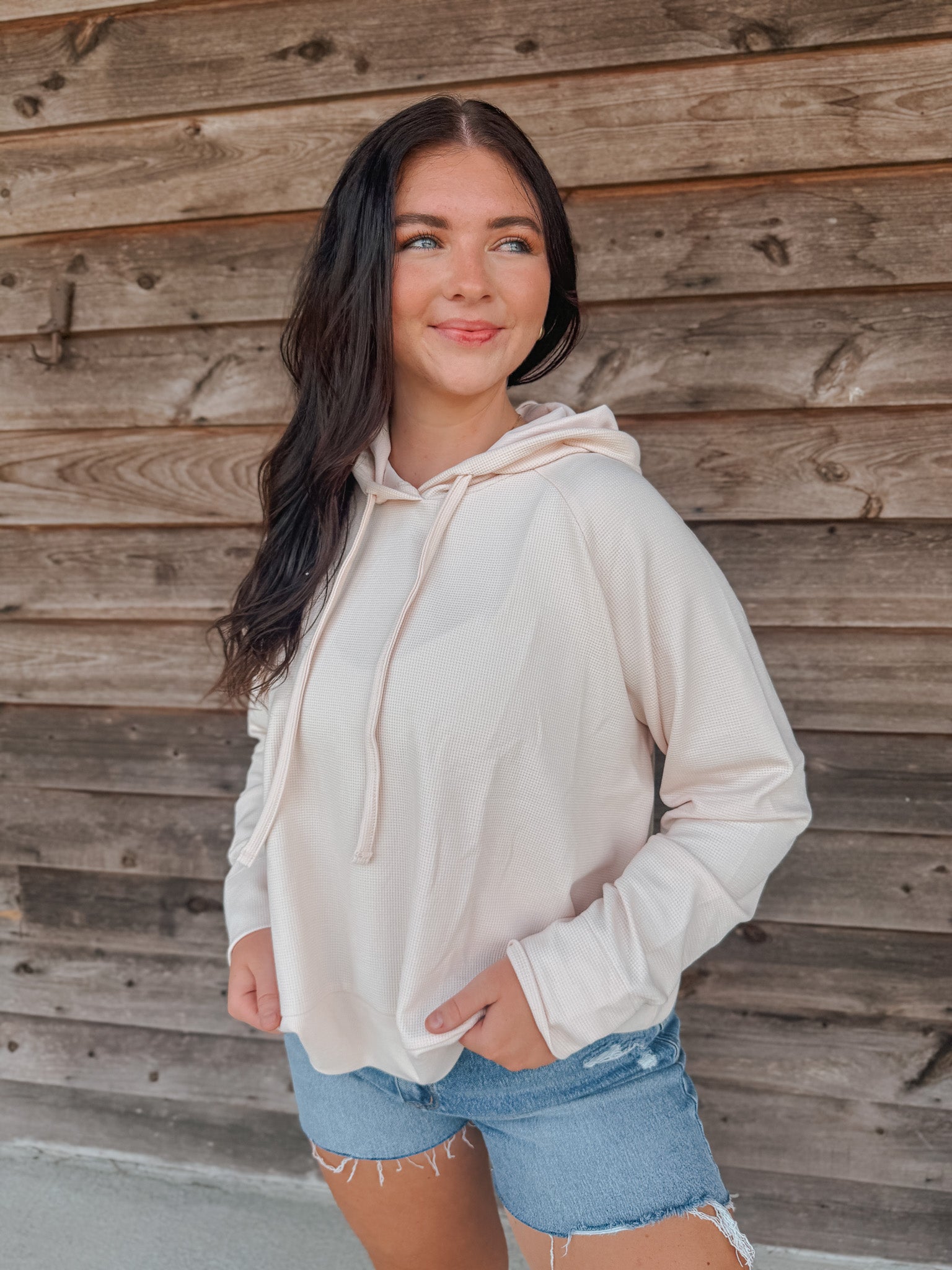 Women's Southern Marsh Reagan Relaxed Waffle Hoodie in Vidalia Yellow