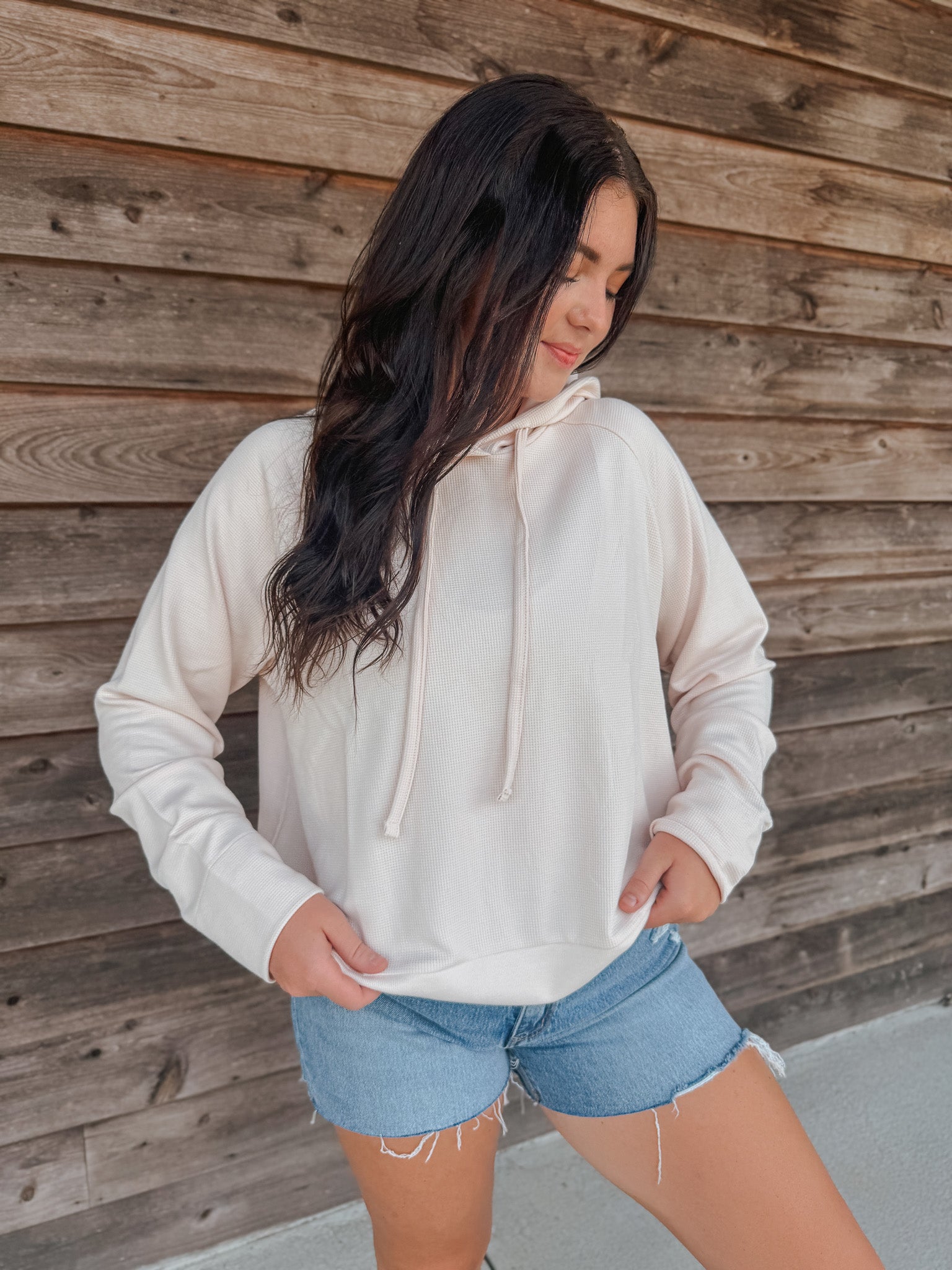 Women's Southern Marsh Reagan Relaxed Waffle Hoodie in Vidalia Yellow