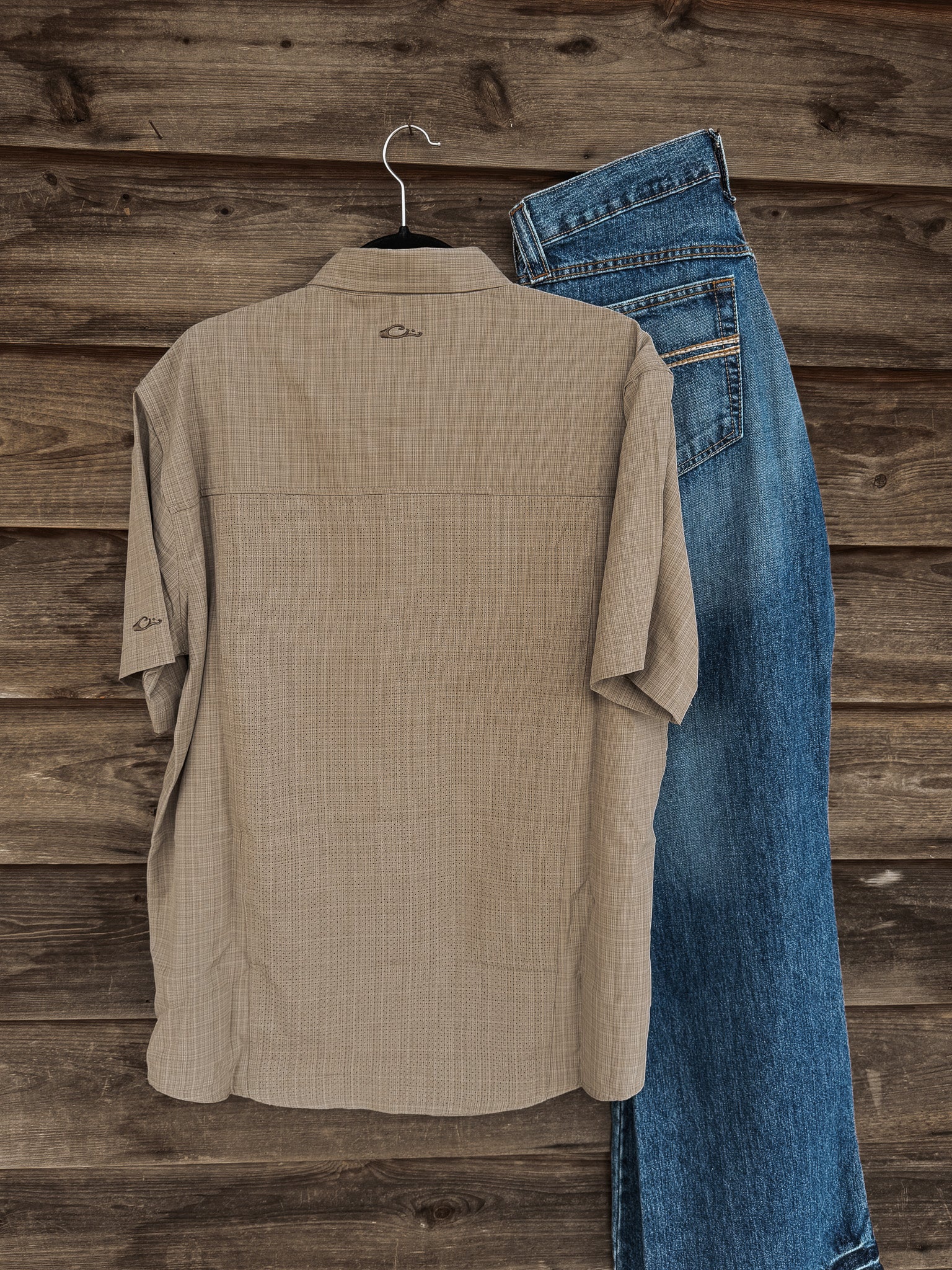 Drake Men's Wingshooter Trey Cross Hatch Short Sleeve Shirt -TWK