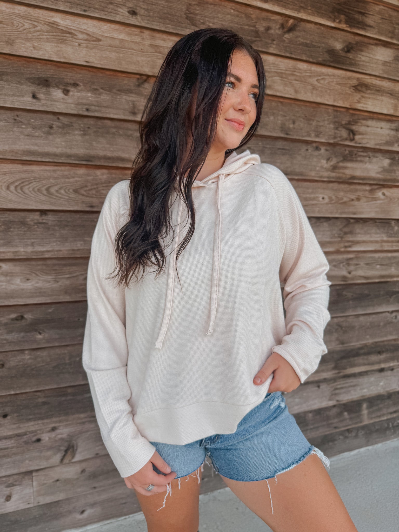 Women's Southern Marsh Reagan Relaxed Waffle Hoodie in Vidalia Yellow