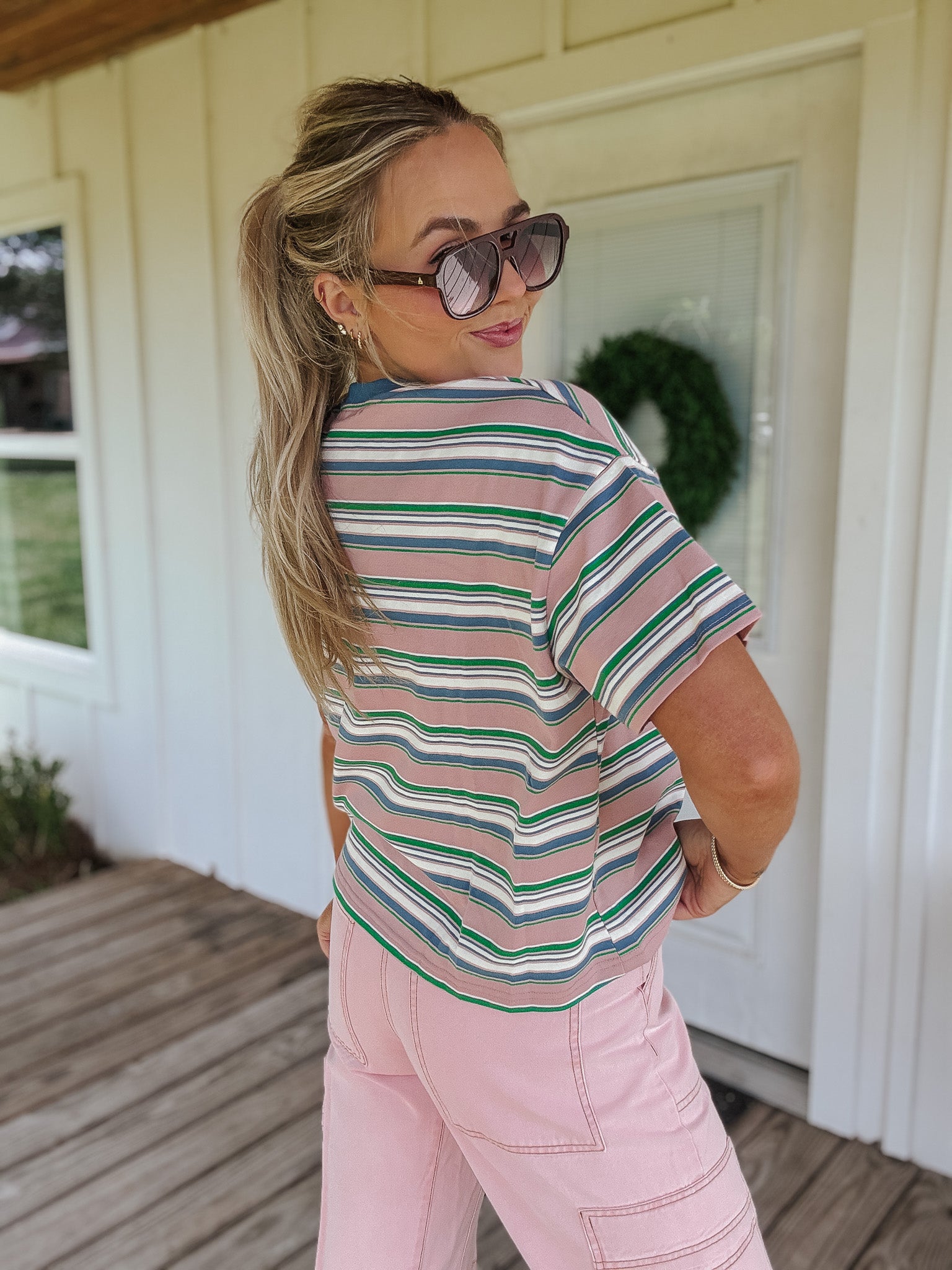 Summertime Blush Stripe Tee
