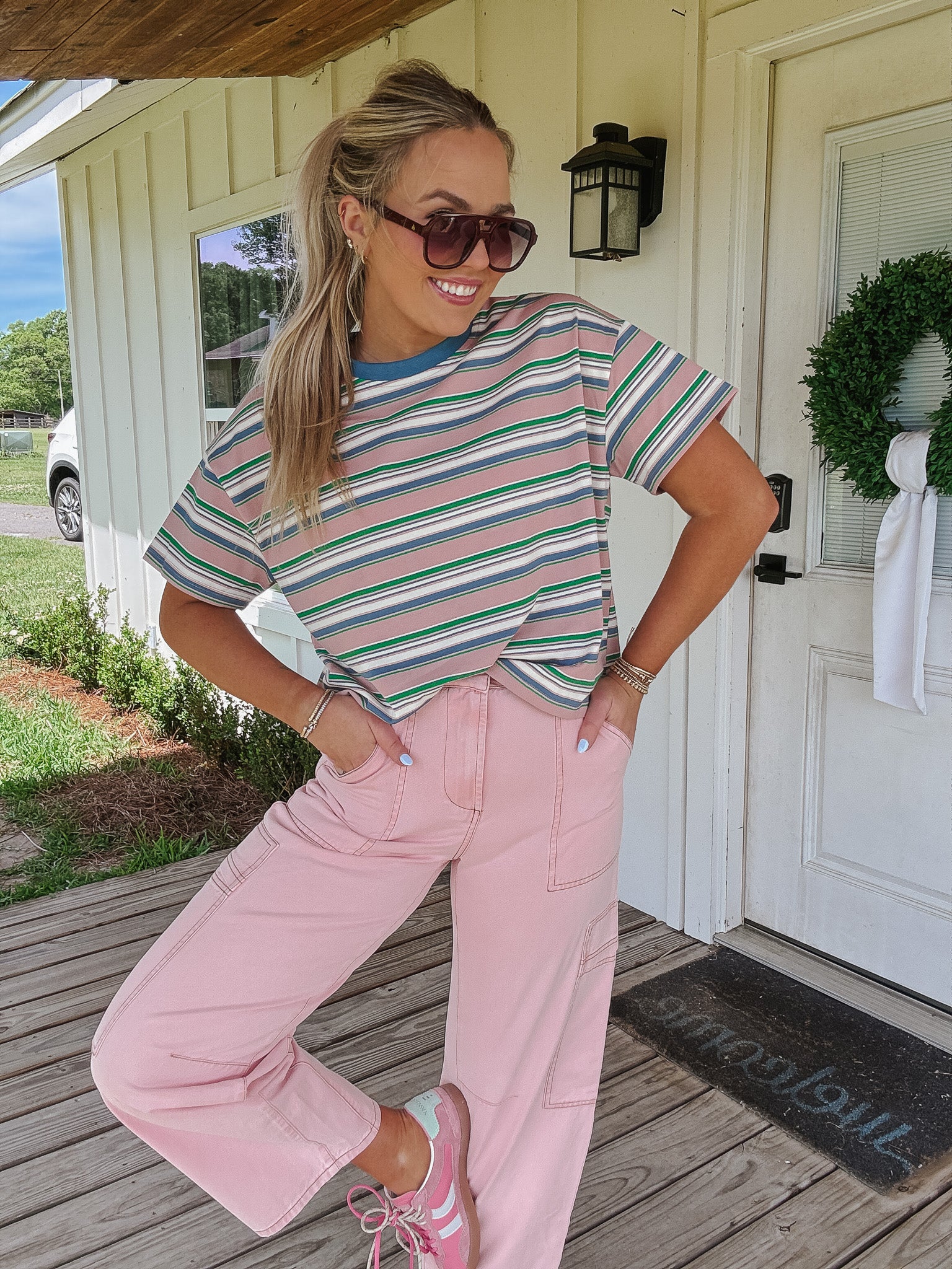 Summertime Blush Stripe Tee