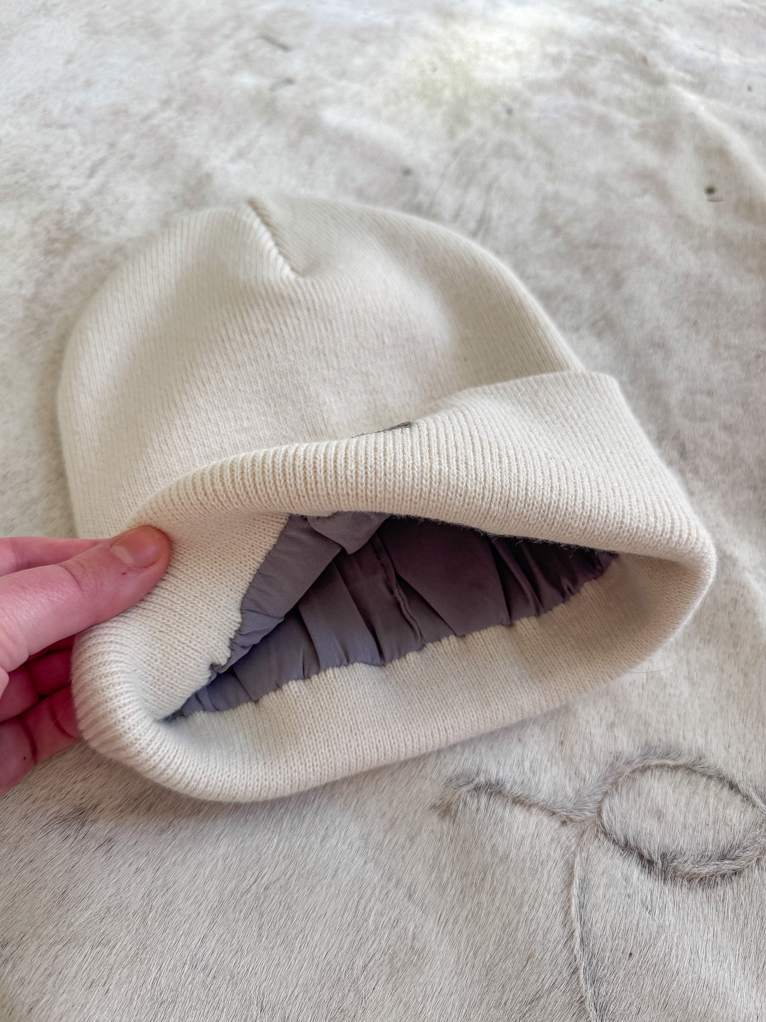 Women's Carhartt Knit Satin-Lined Beanie in Oat Milk