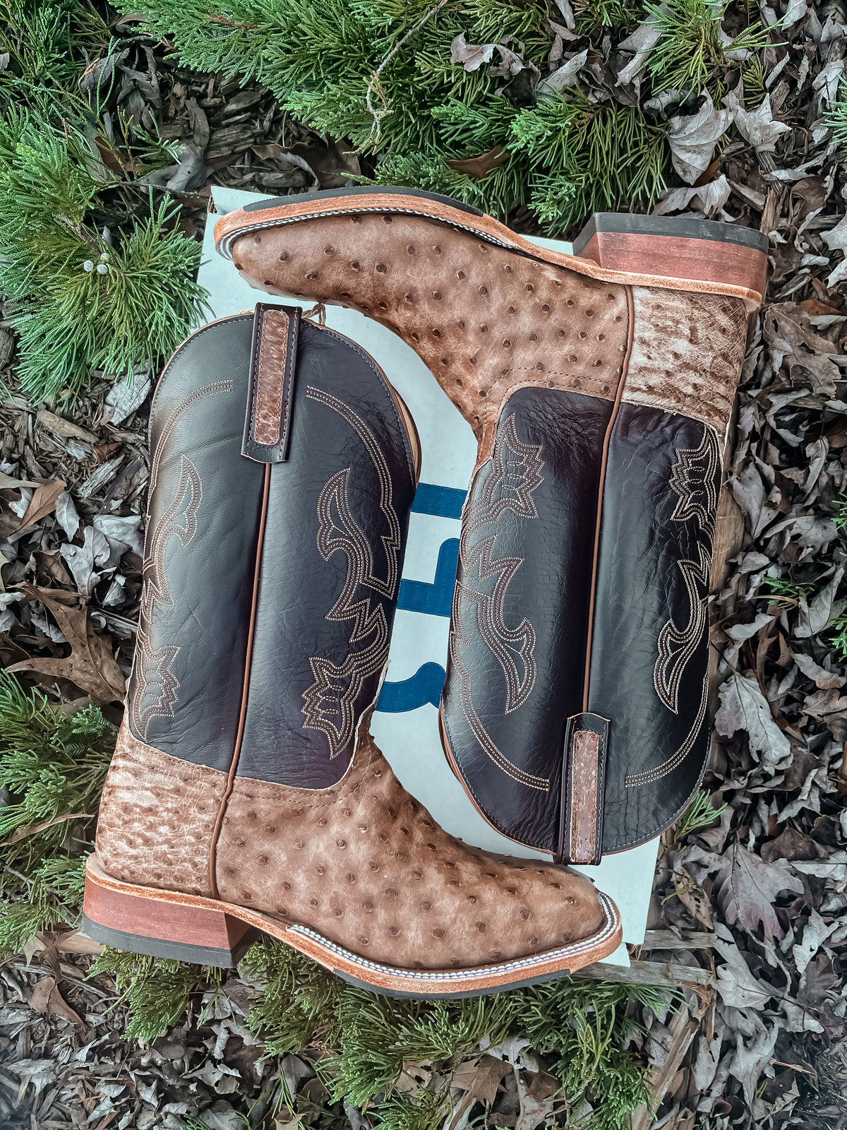 Mens Anderson Bean western cowboy smooth ostrich Boots cognac 10.5 Anderson Bean Adult Boots - S1099 Vamp Rum Brown Mad Dog FQ  main image 2