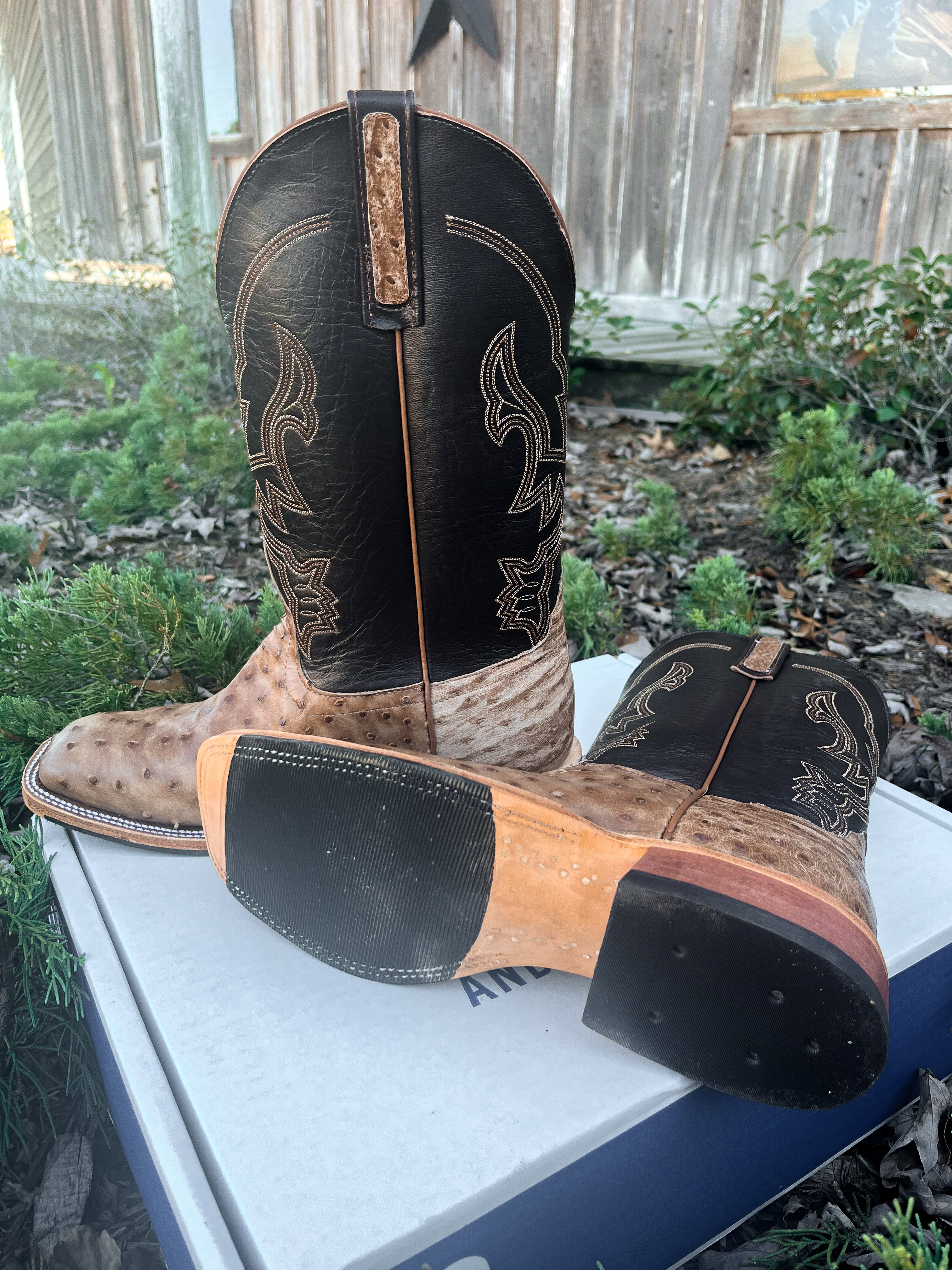 Botas de avestruz marrón Anderson Bean Rum para hombre