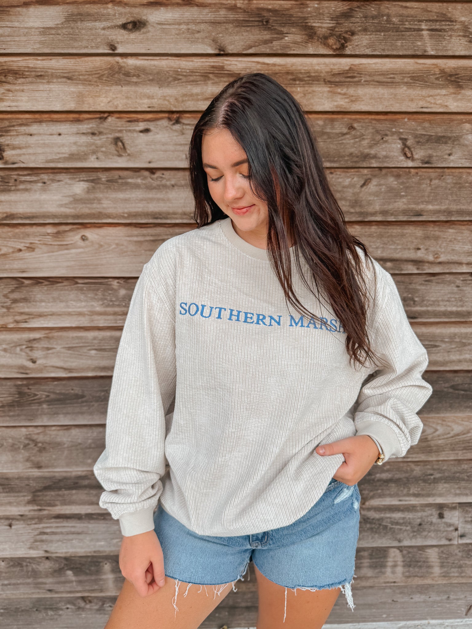 Women's Southern Marsh Sunday Morning Cord Sweater in Ash Gray