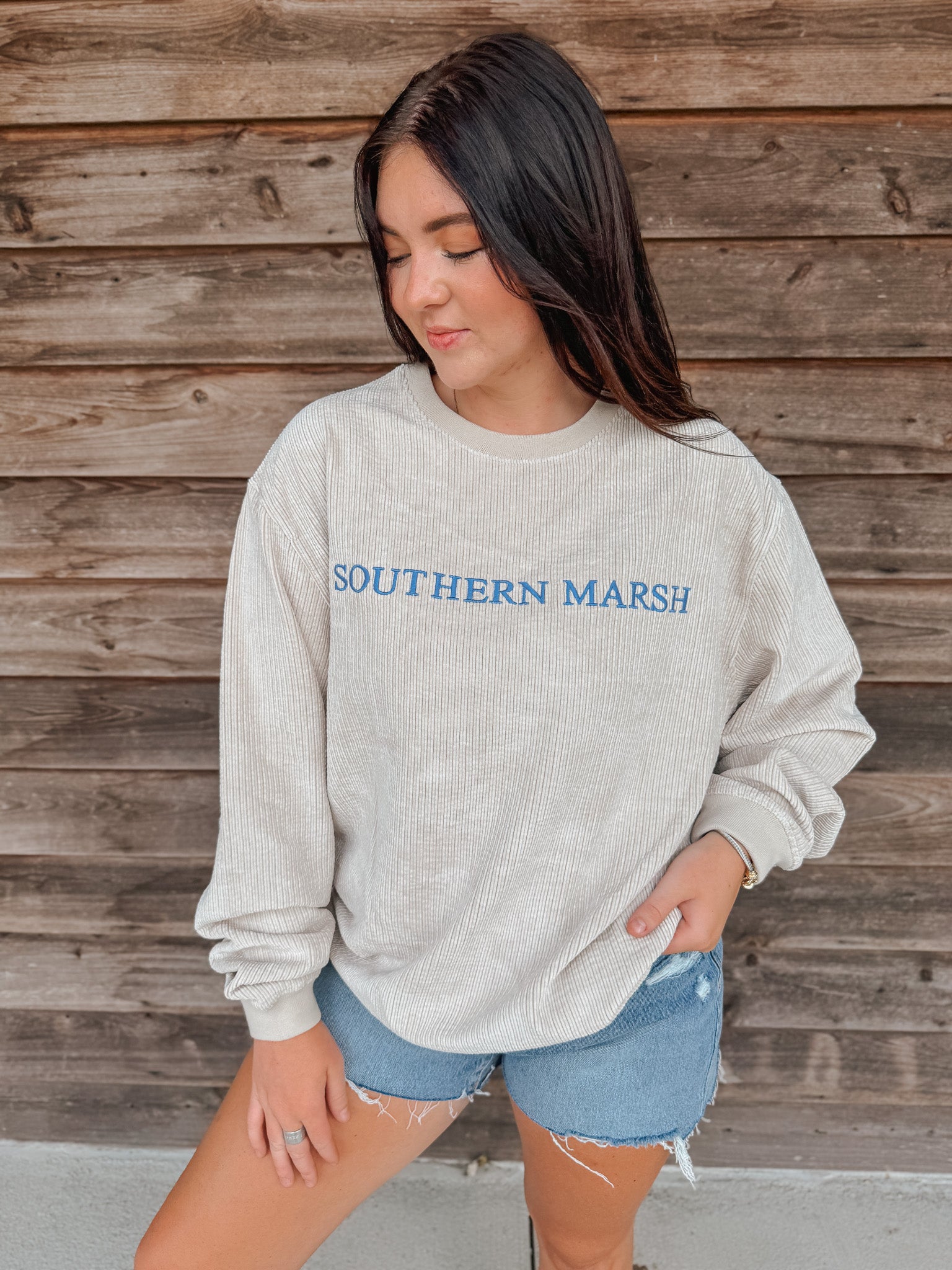 Women's Southern Marsh Sunday Morning Cord Sweater in Ash Gray