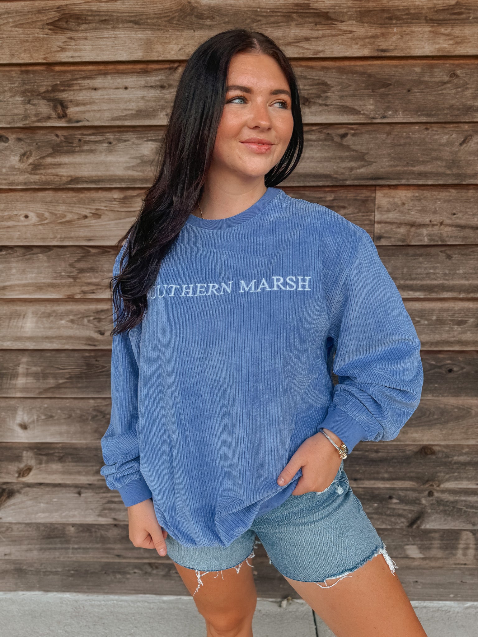 Women's Southern Marsh Sunday Morning Cord Sweater in Lilac