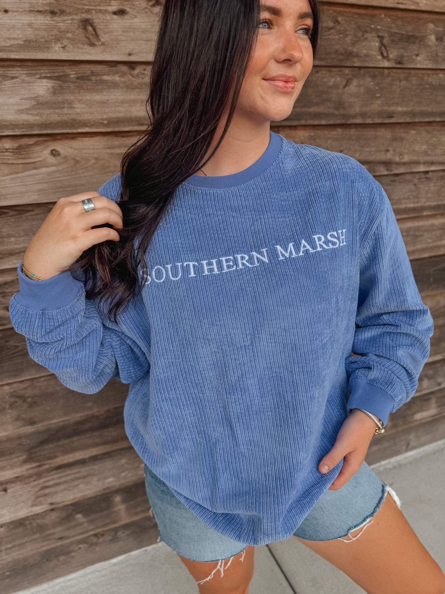 Women's Southern Marsh Sunday Morning Cord Sweater in Lilac