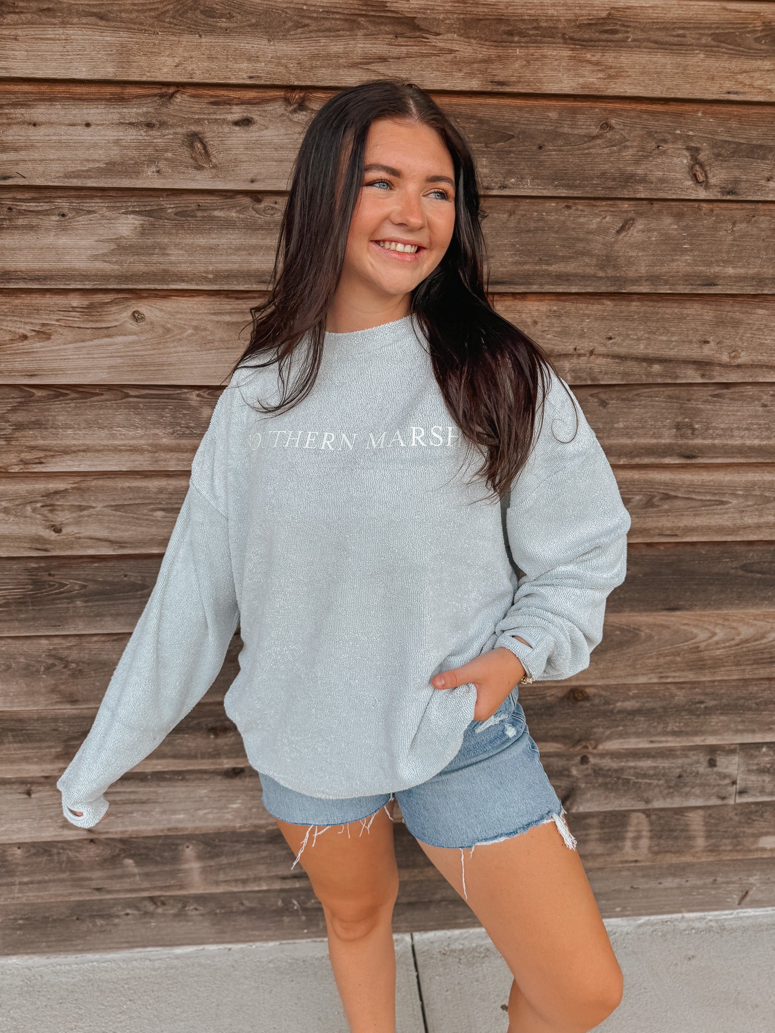 Women's Southern Marsh Sunday Morning Sweater in Mist Blue