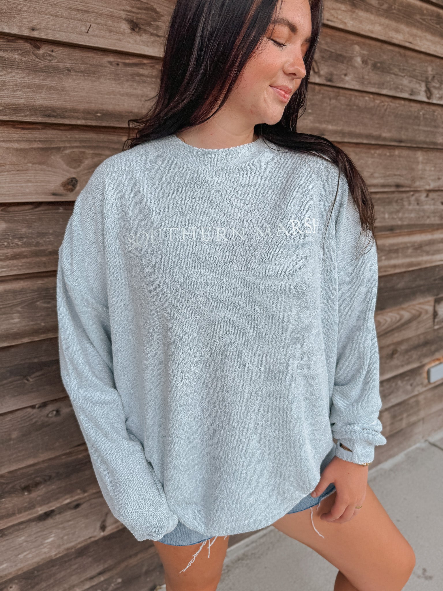 Women's Southern Marsh Sunday Morning Sweater in Mist Blue