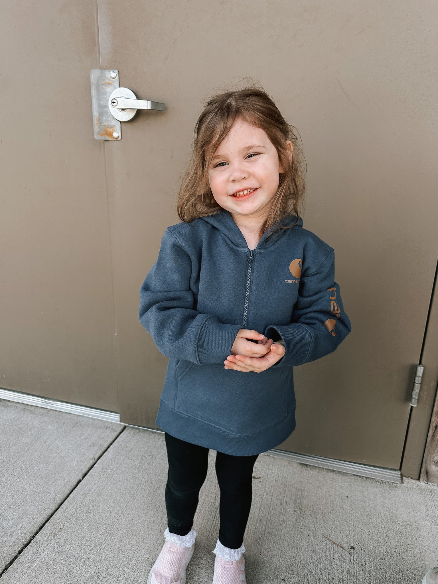 Carhartt Infant & Toddler Long Sleeve Half-Zip Sweatshirt in Navy