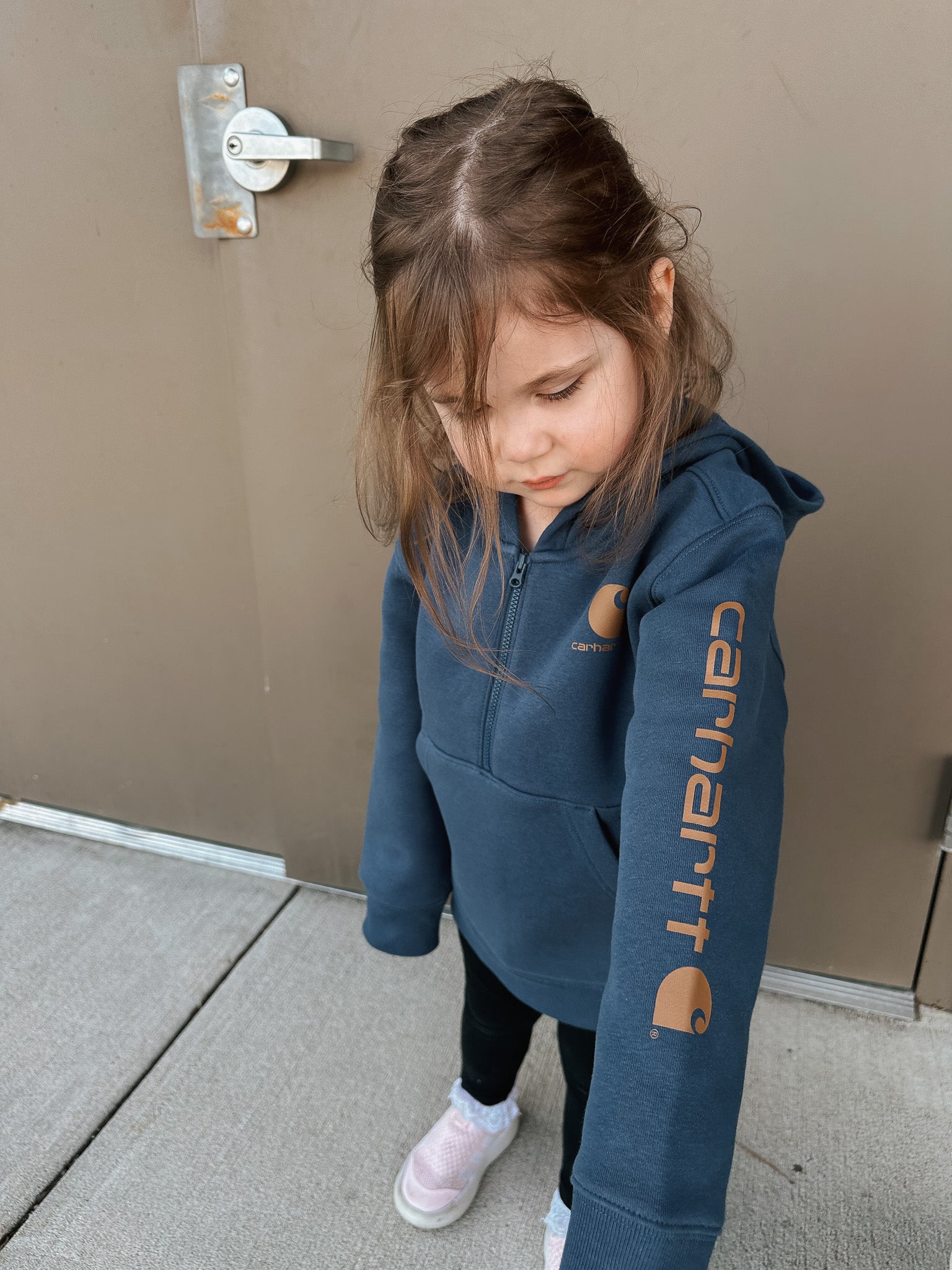 Carhartt Infant & Toddler Long Sleeve Half-Zip Sweatshirt in Navy