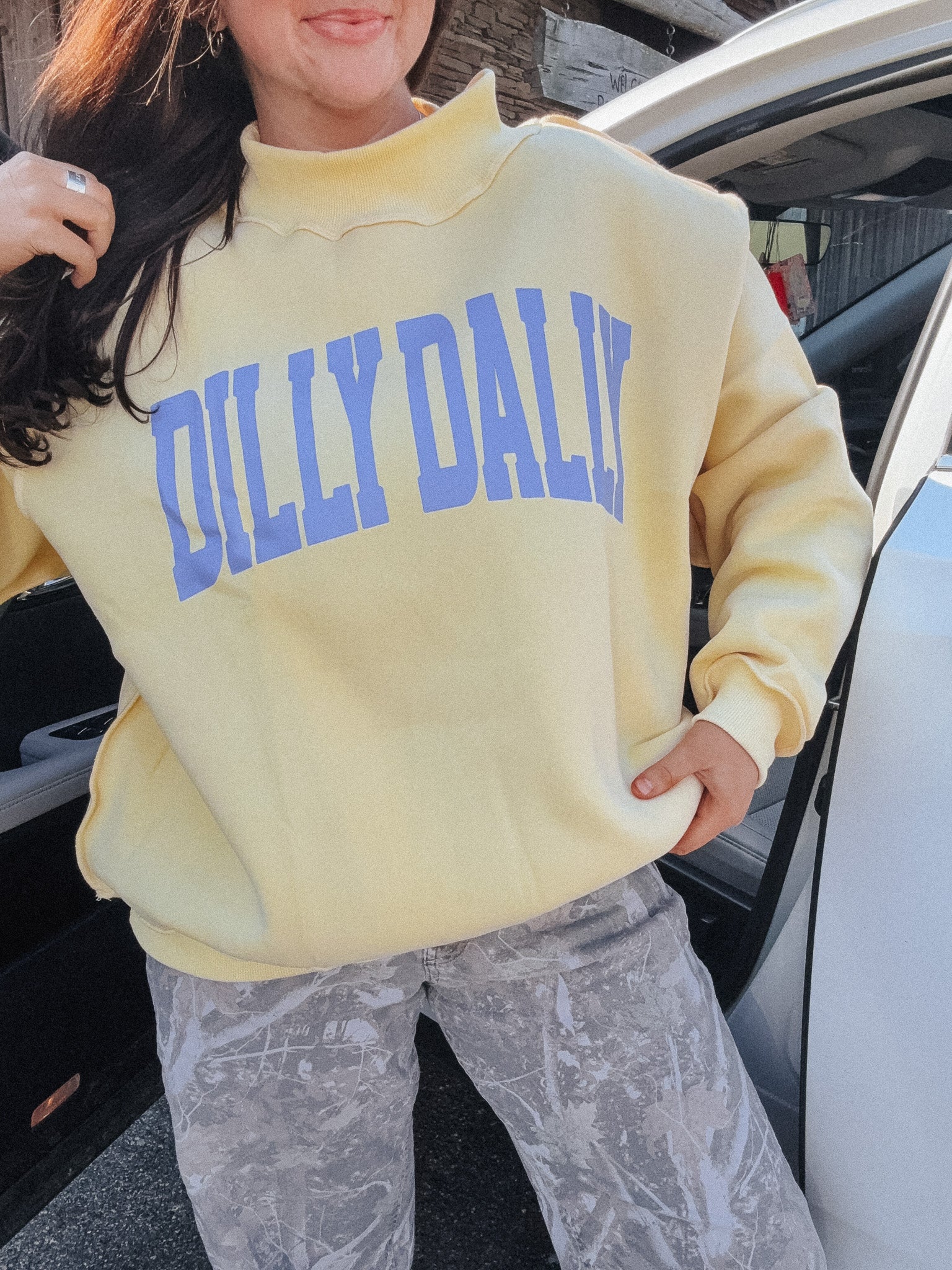 Dilly Dally Reversible Mock Neck Sweatshirt
