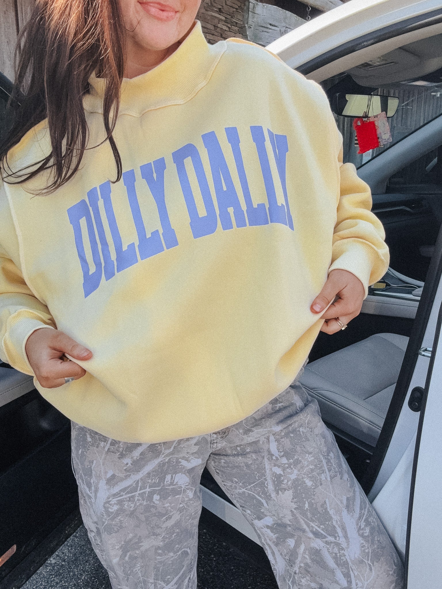Dilly Dally Reversible Mock Neck Sweatshirt