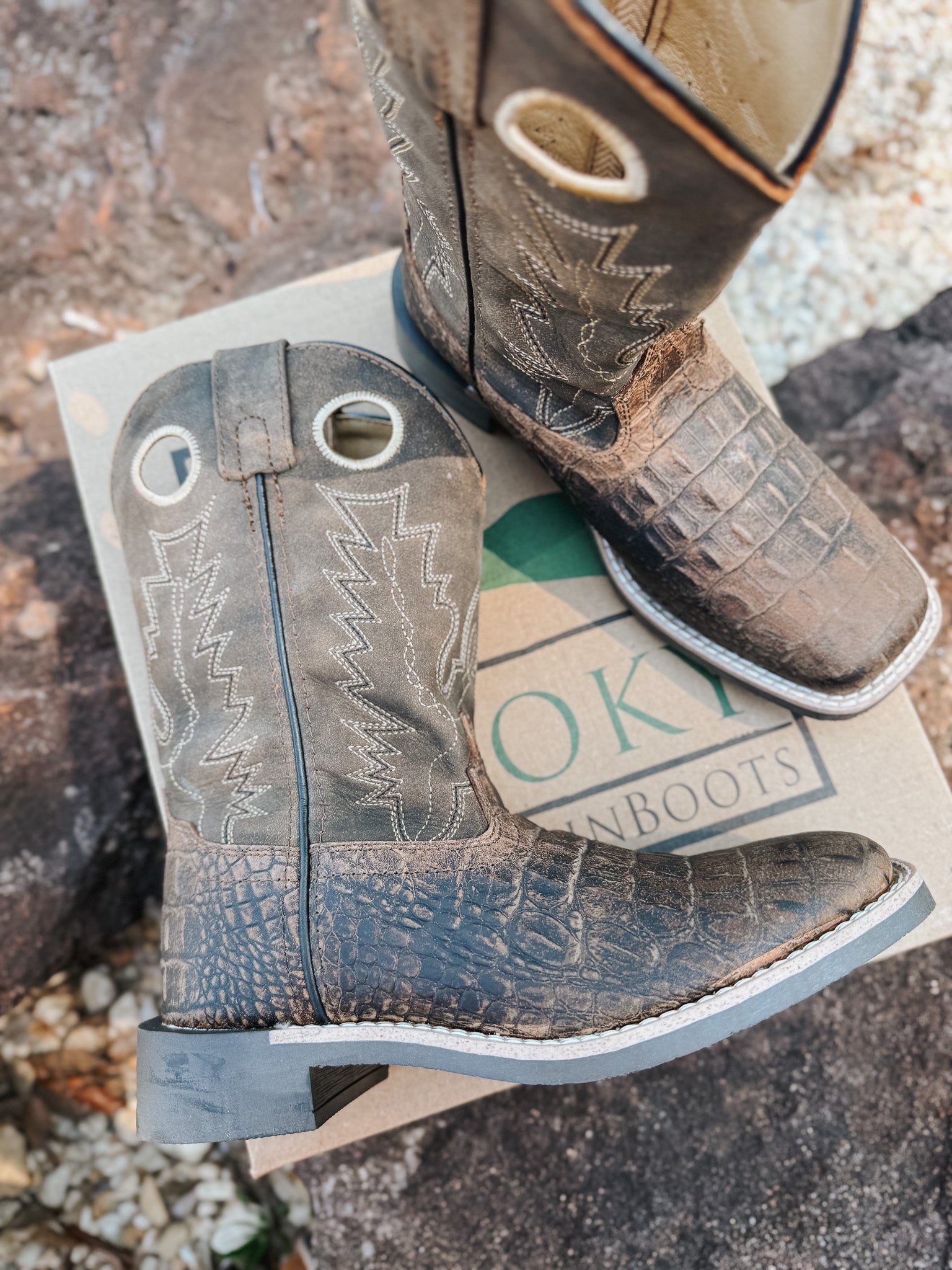 Big Kid's Smoky Mountain Brown Gator Boot