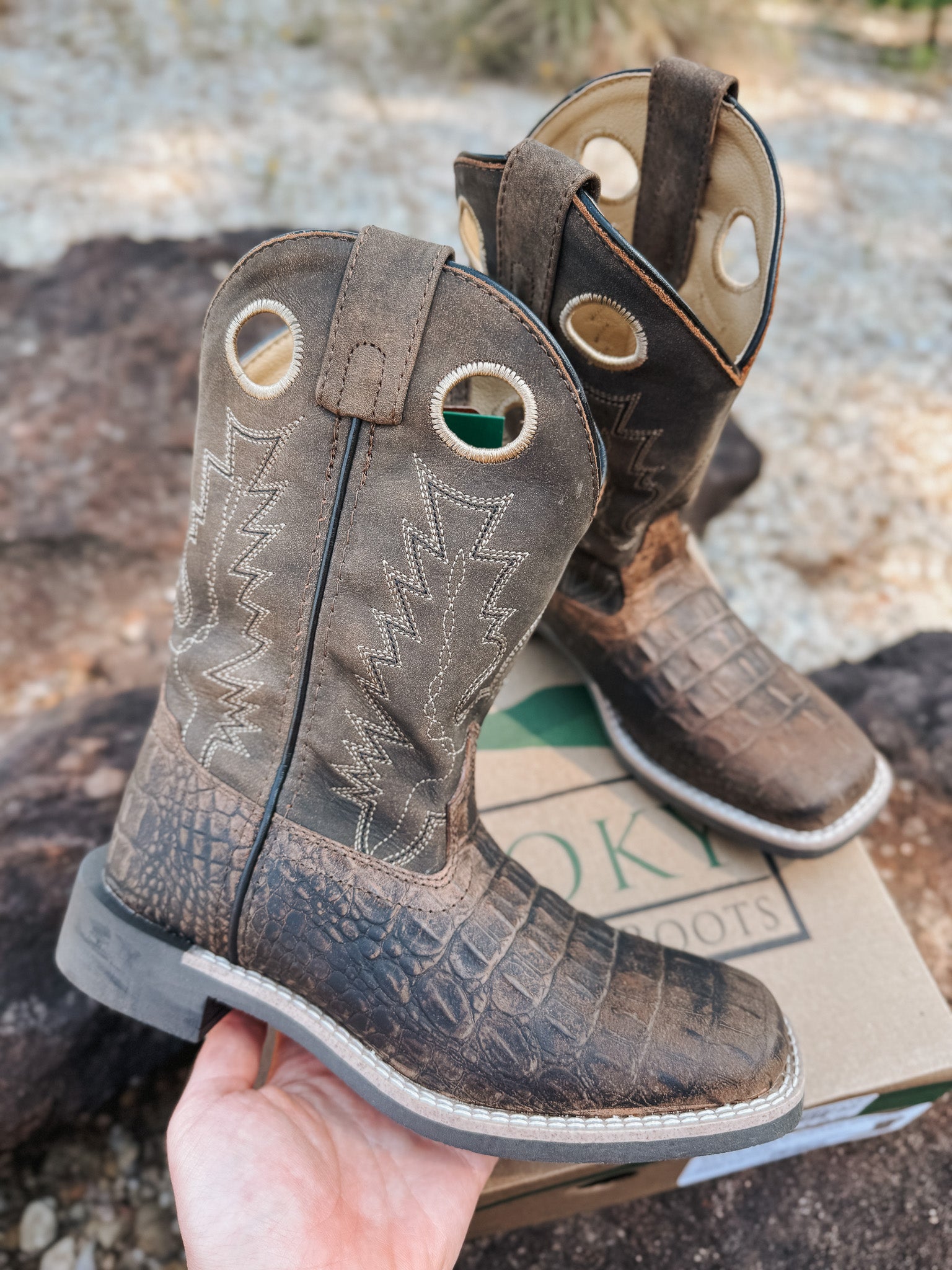 Little Kid's Smoky Mountain Brown Gator Boot