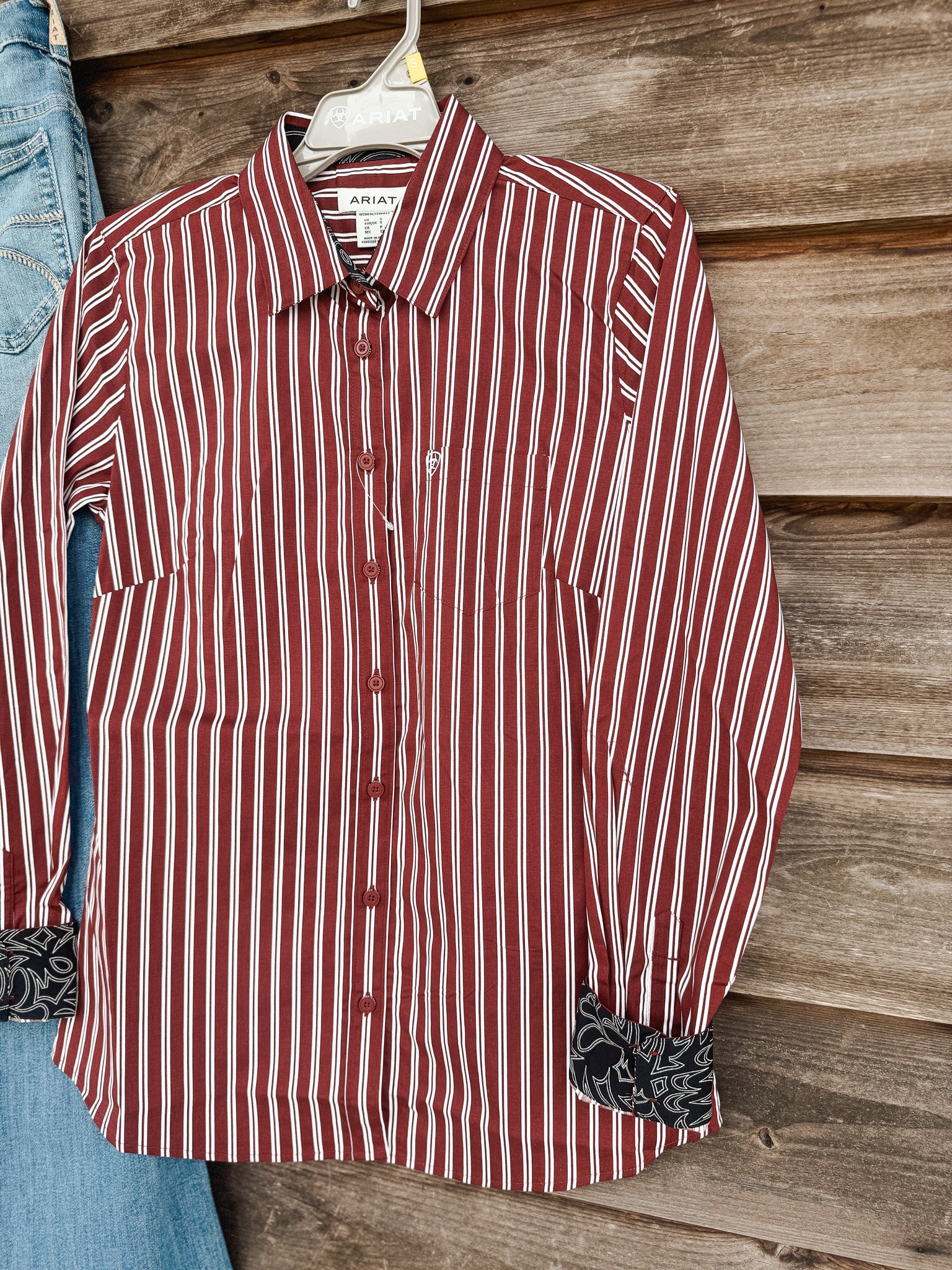 Women's Ariat Kirby Stretch Shirt in Striped Cabernet