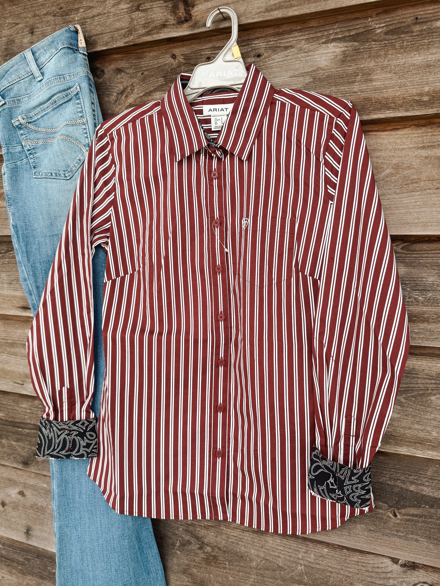 Women's Ariat Kirby Stretch Shirt in Striped Cabernet