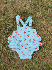 Wrangler Baby Girl Blue Cherry Boots Onesie