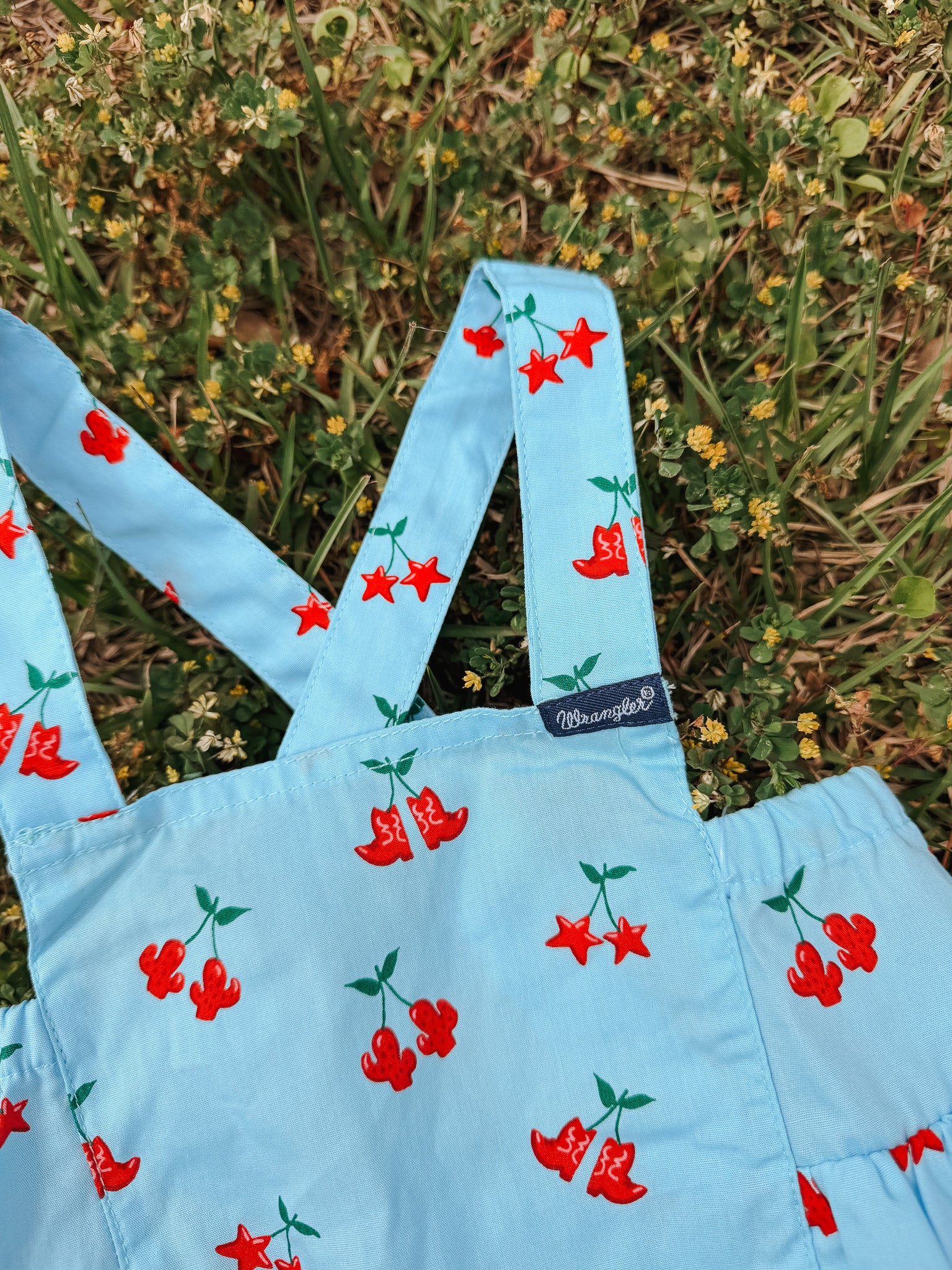 Wrangler Baby Girl Blue Cherry Boots Onesie