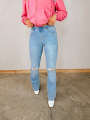 Pantalón de campana sin cierres con lavado claro Waverly