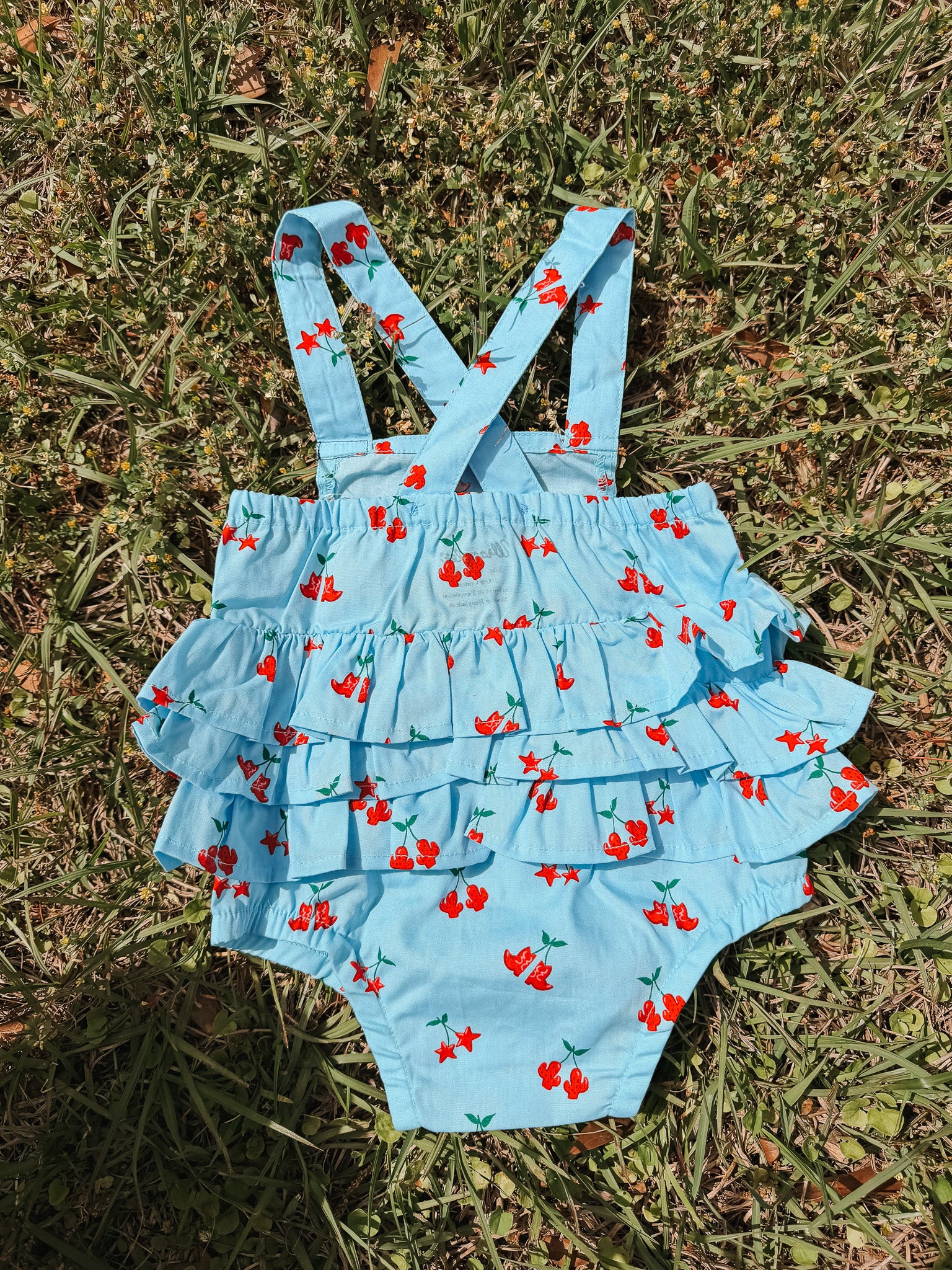 Wrangler Baby Girl Blue Cherry Boots Onesie