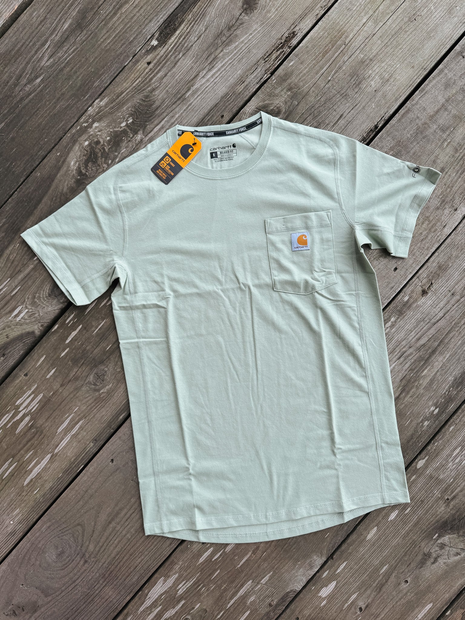 Men's Carhartt Force Relaxed Fit Midweight Short Sleeve Pocket T-Shirt in Sage