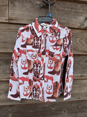 Wrangler Girl's Pink Boots Western Snap Shirt