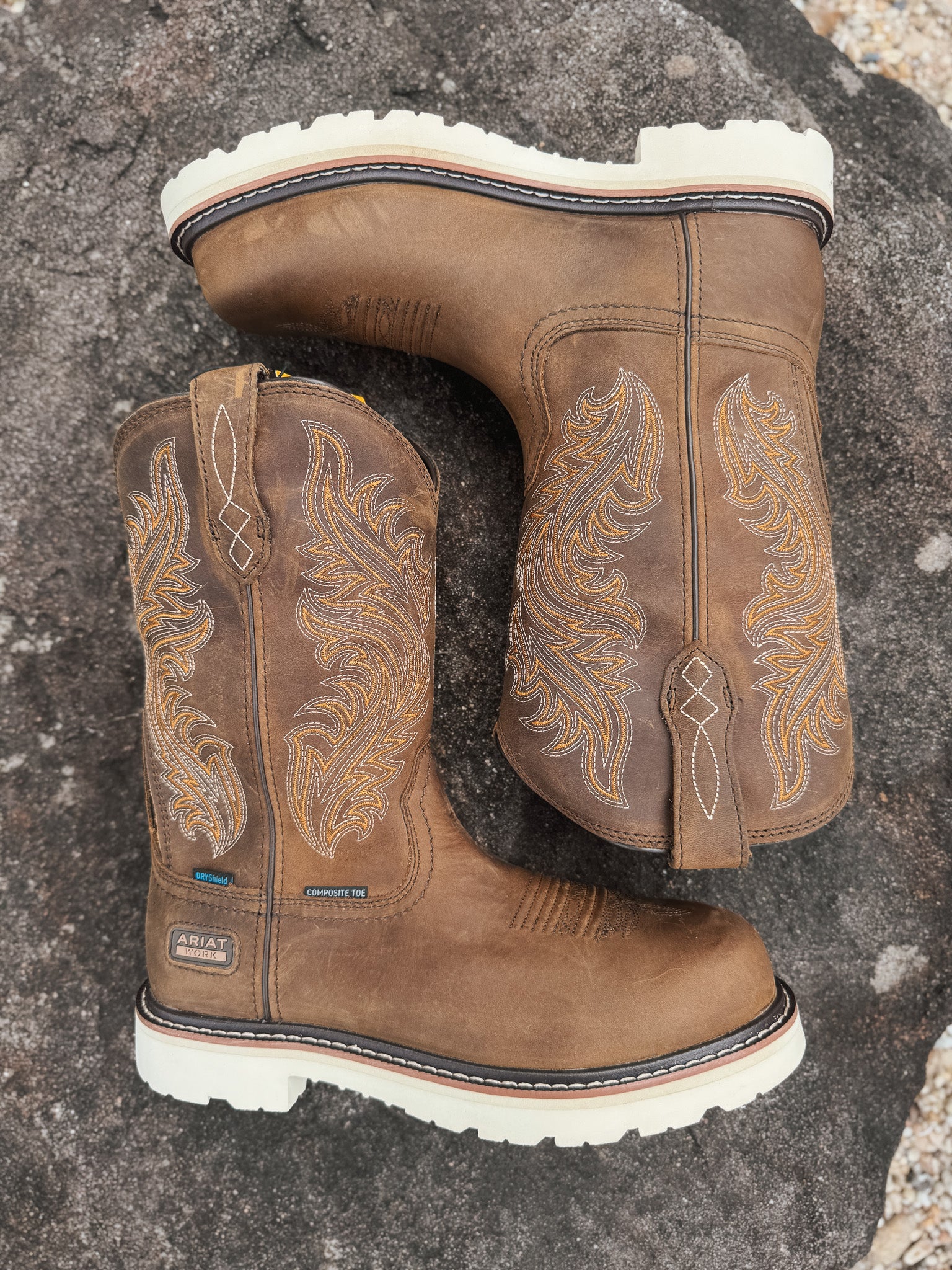 Men's Ariat Activator Argo Waterproof Distressed Brown Round Composite Toe Work Boots