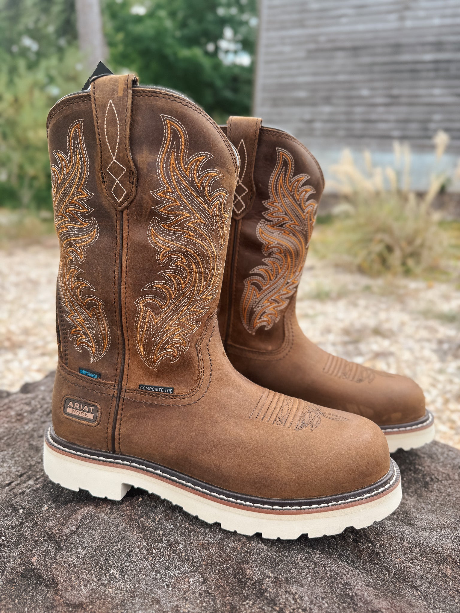 Men's Ariat Activator Argo Waterproof Distressed Brown Round Composite Toe Work Boots