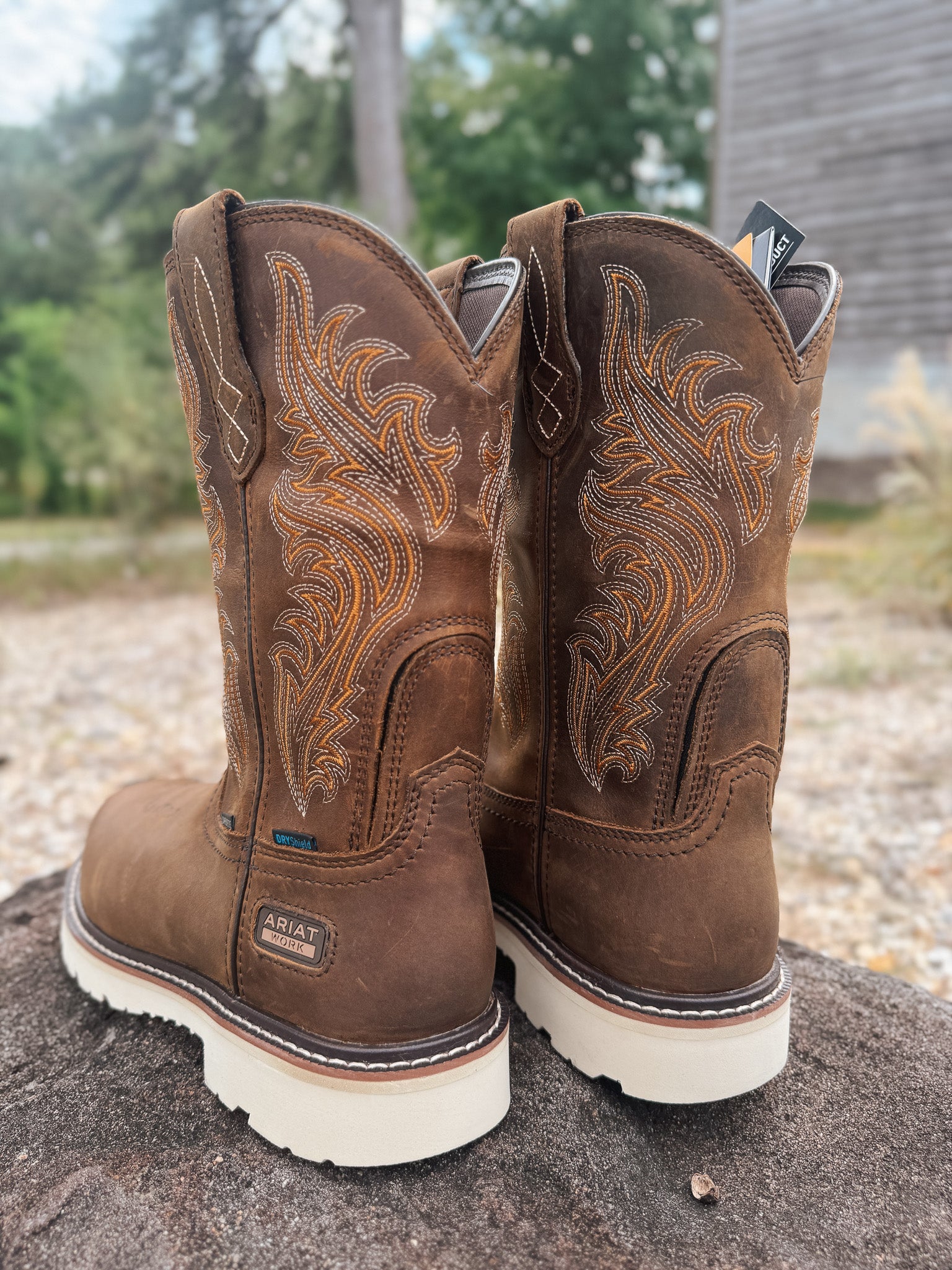 Men's Ariat Activator Argo Waterproof Distressed Brown Round Composite Toe Work Boots