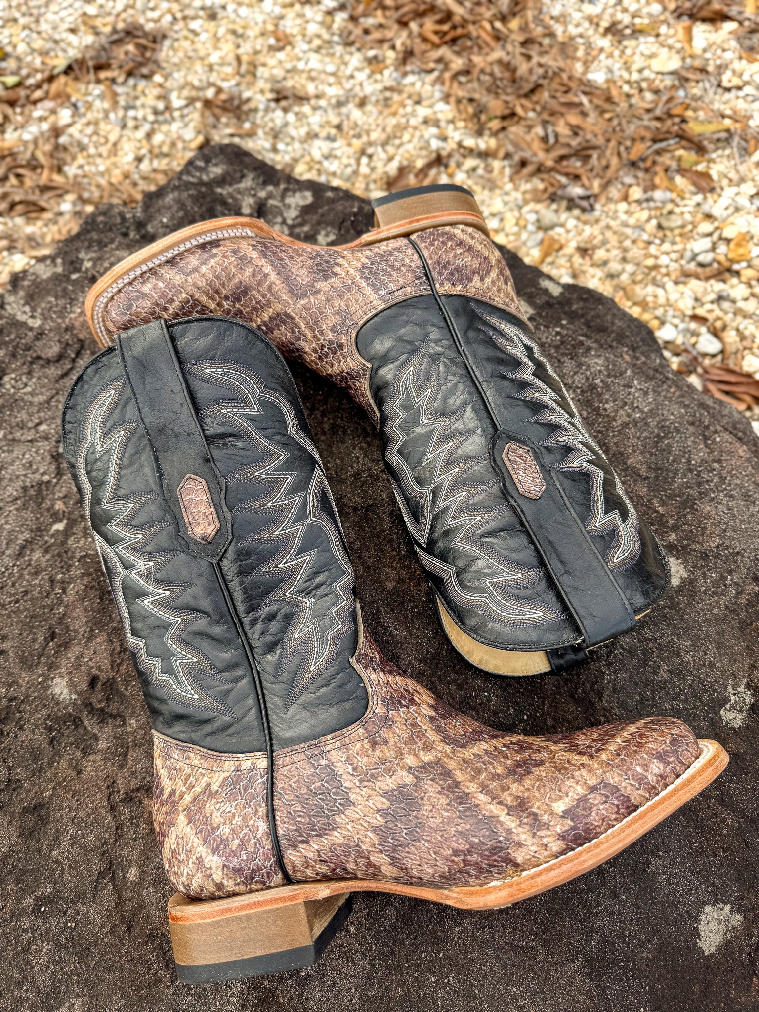 Cowtown Men's Wide Square Toe Rattlesnake Print Western Boots