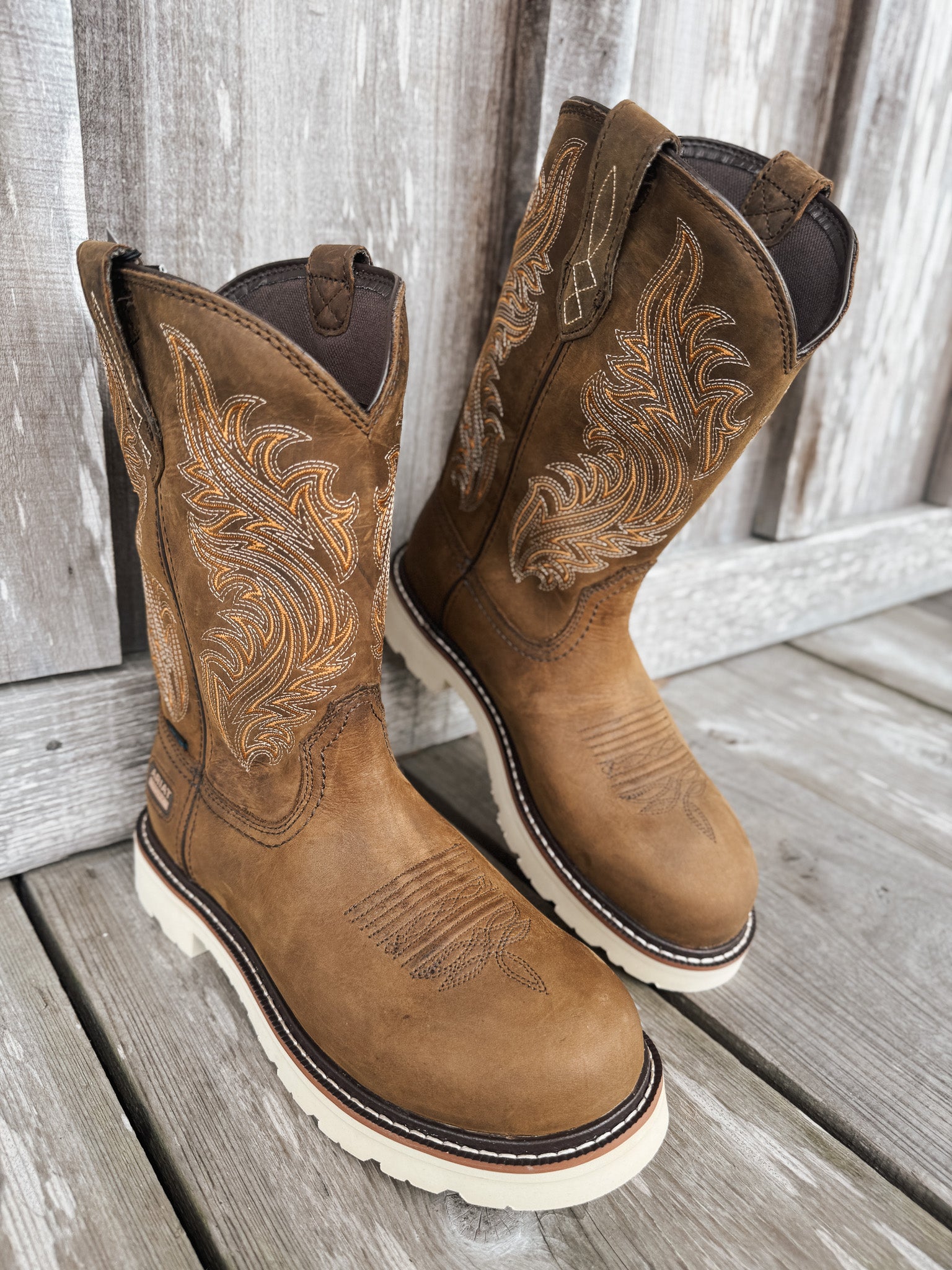 Men's Ariat Activator Argo Distressed Brown Waterproof Round Toe Work Boots