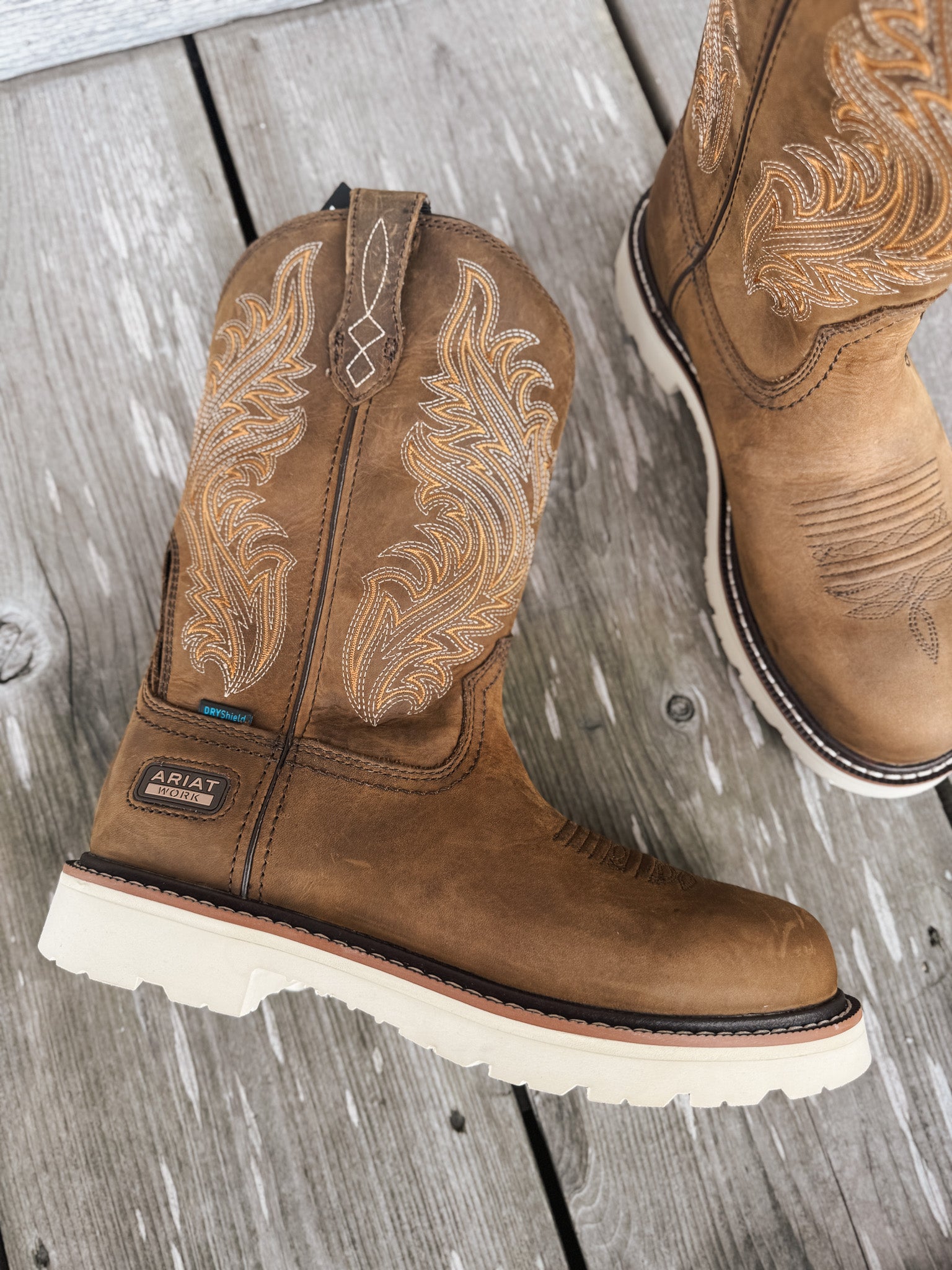 Men's Ariat Activator Argo Distressed Brown Waterproof Round Toe Work Boots