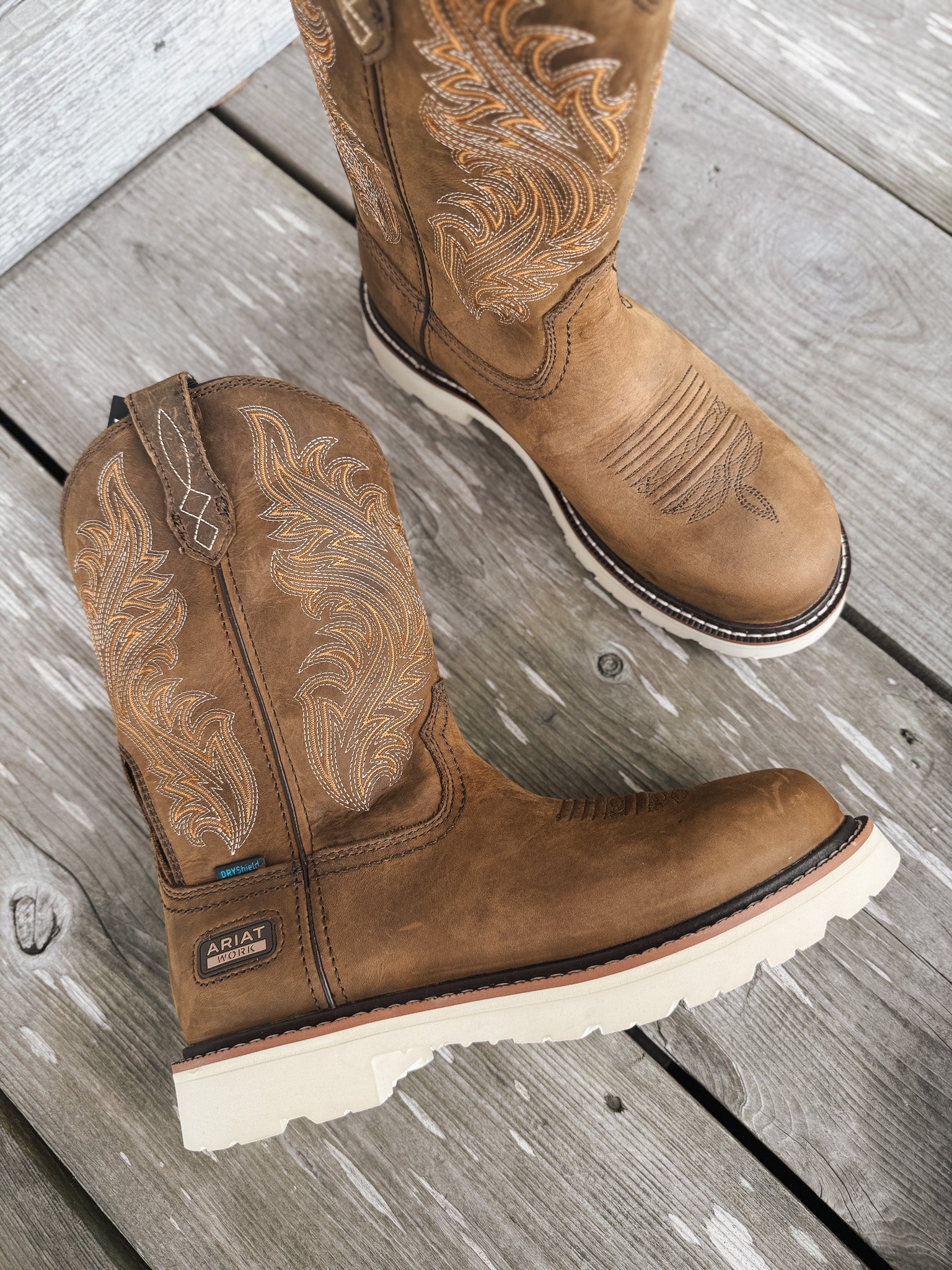 Men's Ariat Activator Argo Distressed Brown Waterproof Round Toe Work Boots