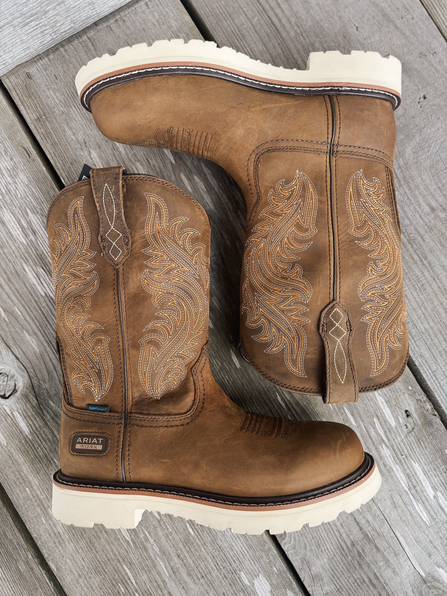 Men's Ariat Activator Argo Distressed Brown Waterproof Round Toe Work Boots